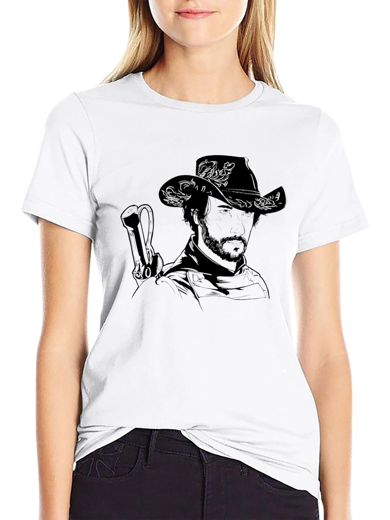Western Cowboy Graphic Black T-Shirt