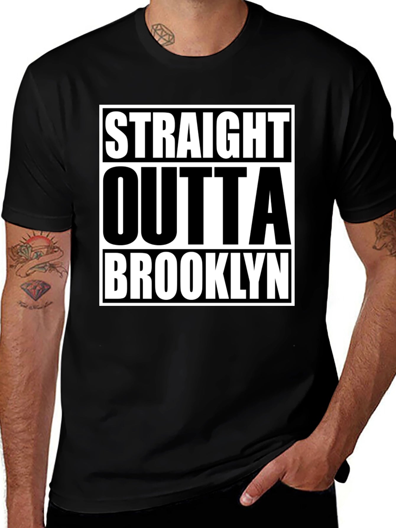 Straight Outta Brooklyn Graphic Tee - Classic Black T-Shirt