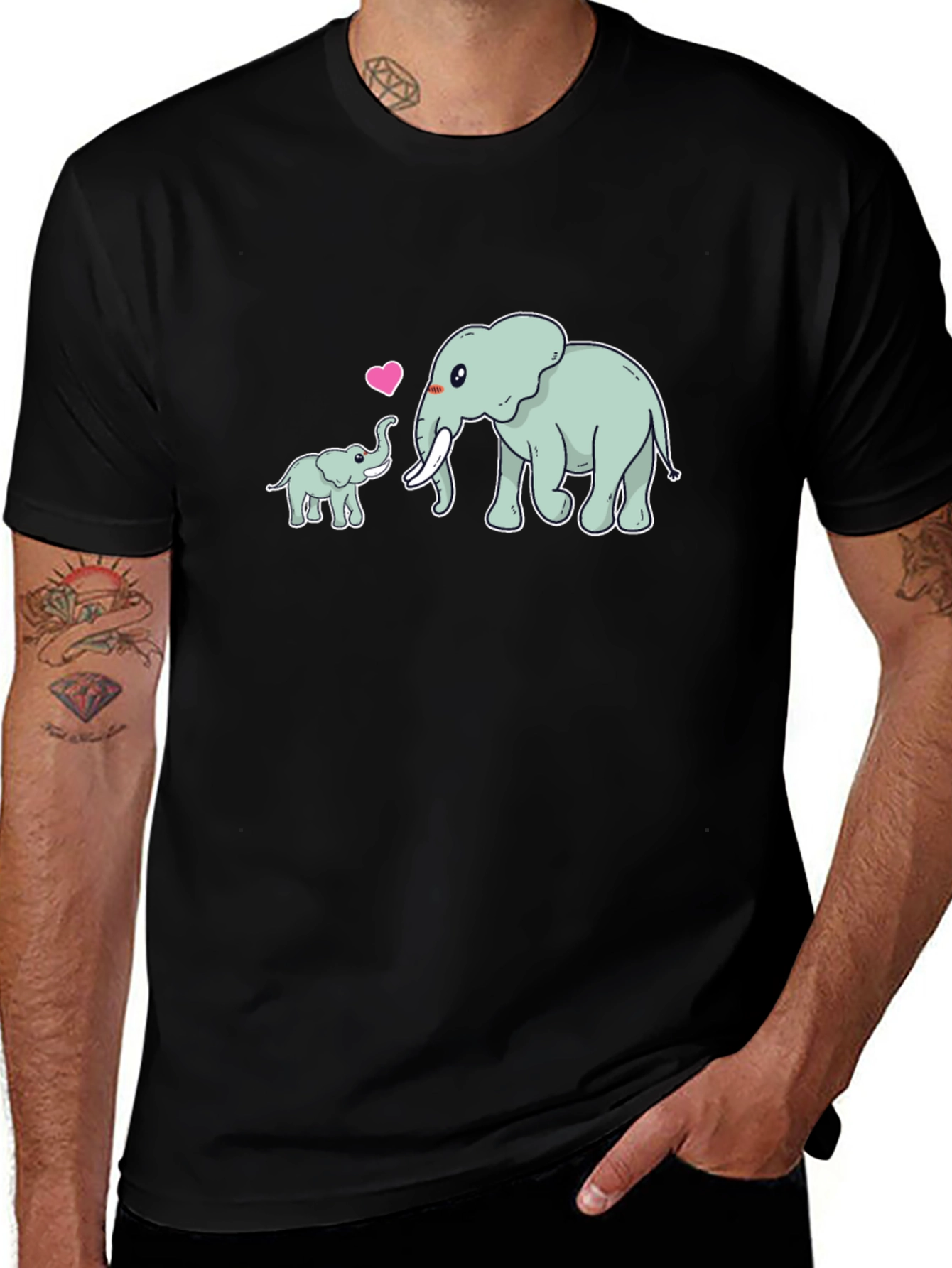 Elephant Love Black T-Shirt