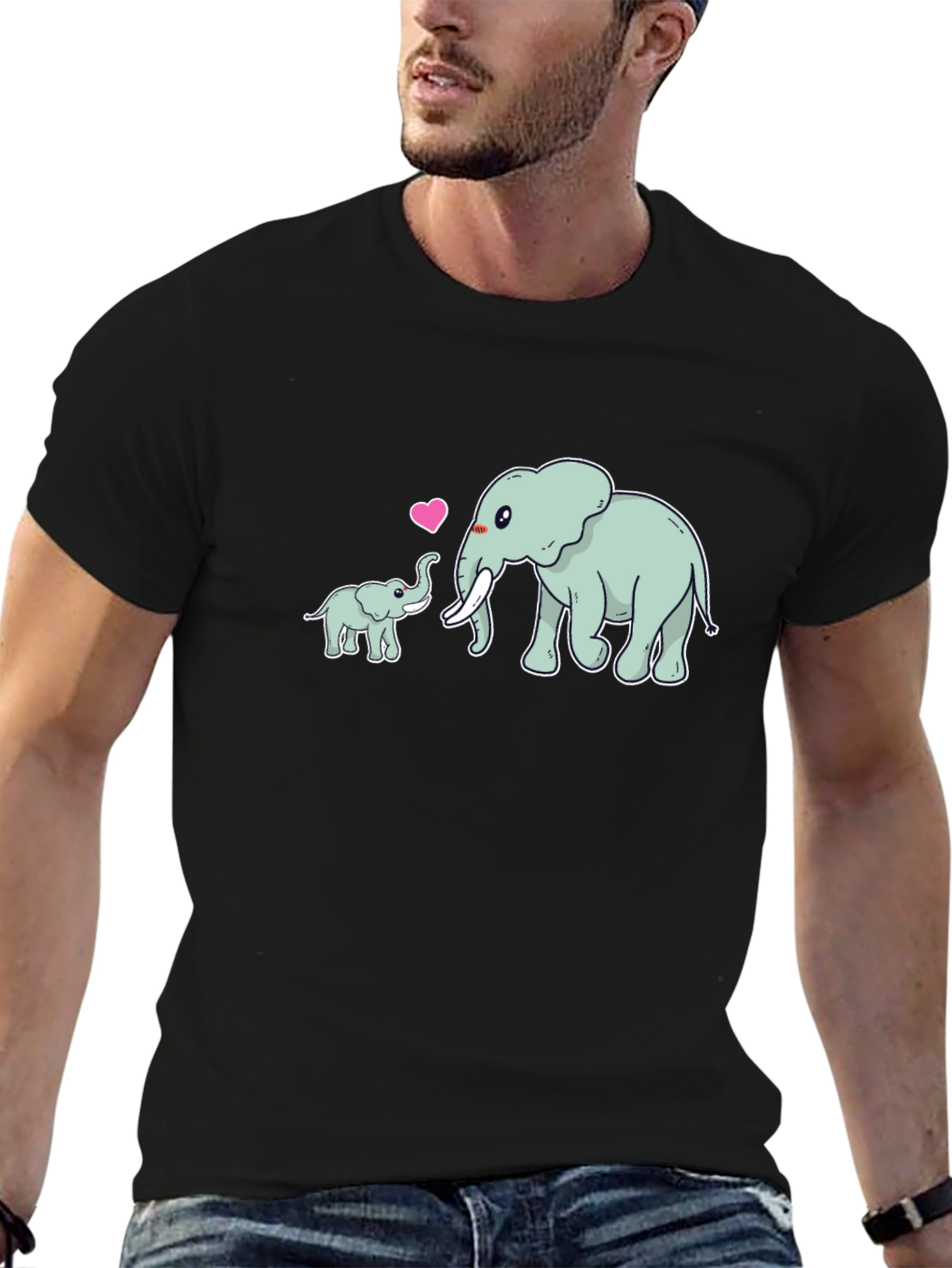 Elephant Love Black T-Shirt