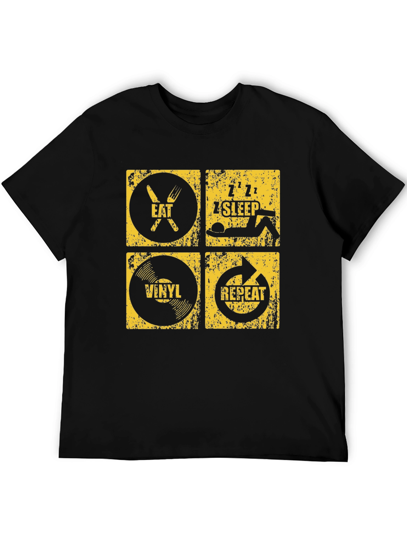 Eat Sleep Vinyl Repeat Graphic Tee - Black T-Shirt