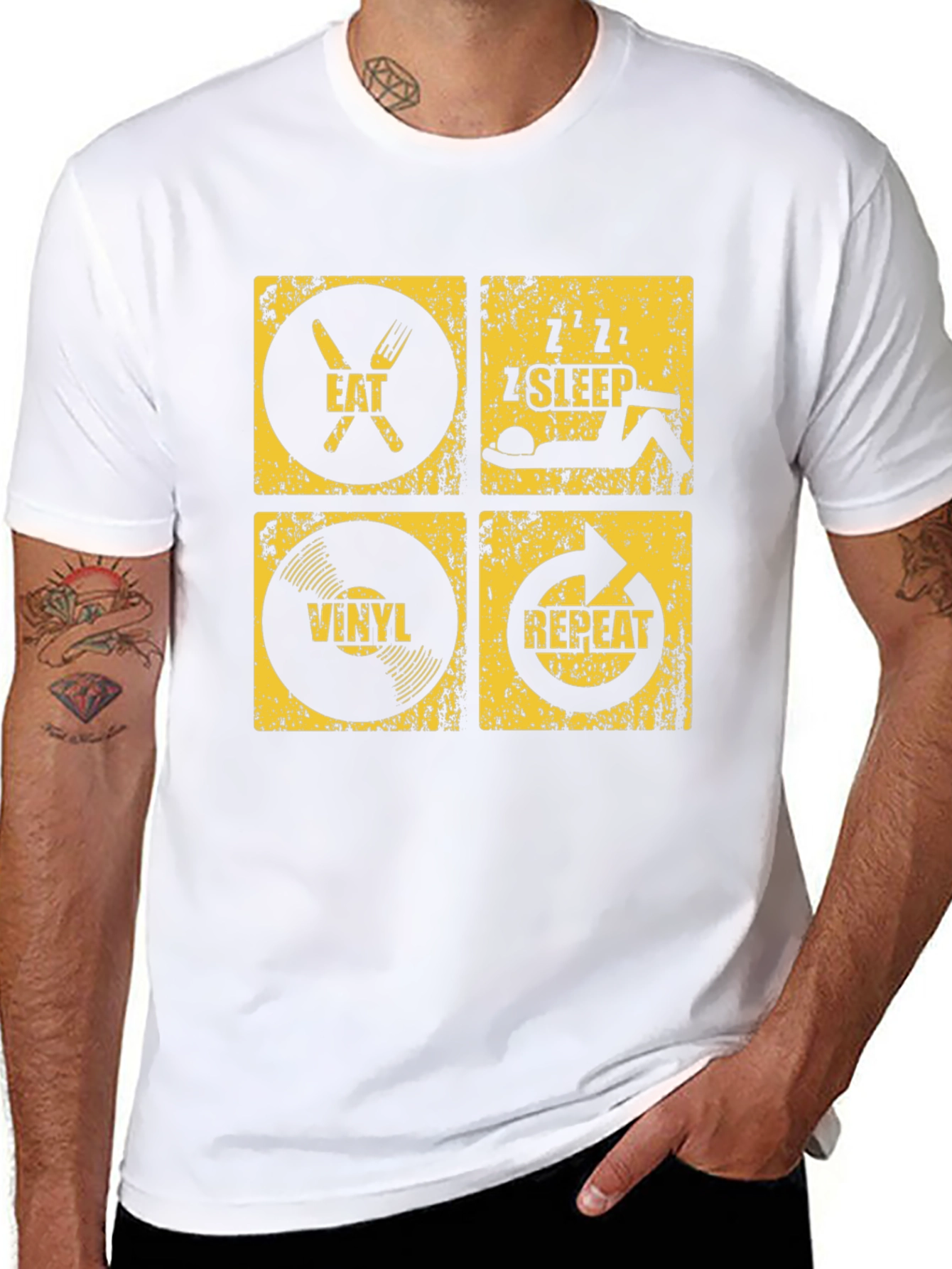 Eat Sleep Vinyl Repeat Graphic Tee - Black T-Shirt