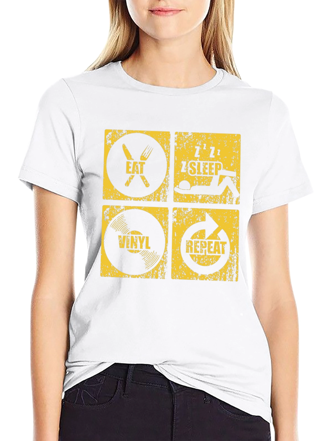 Eat Sleep Vinyl Repeat Graphic Tee - Black T-Shirt