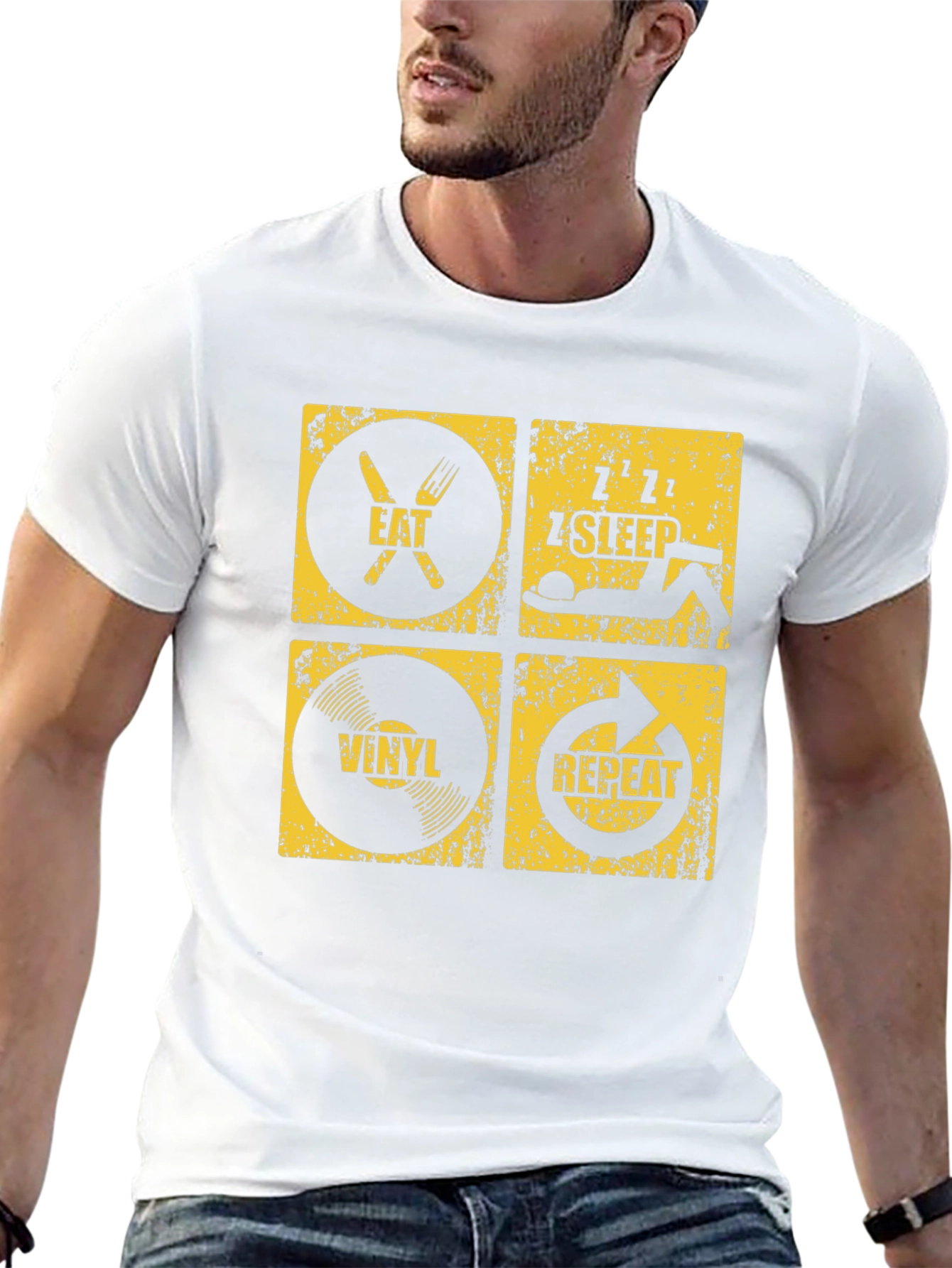Eat Sleep Vinyl Repeat Graphic Tee - Black T-Shirt