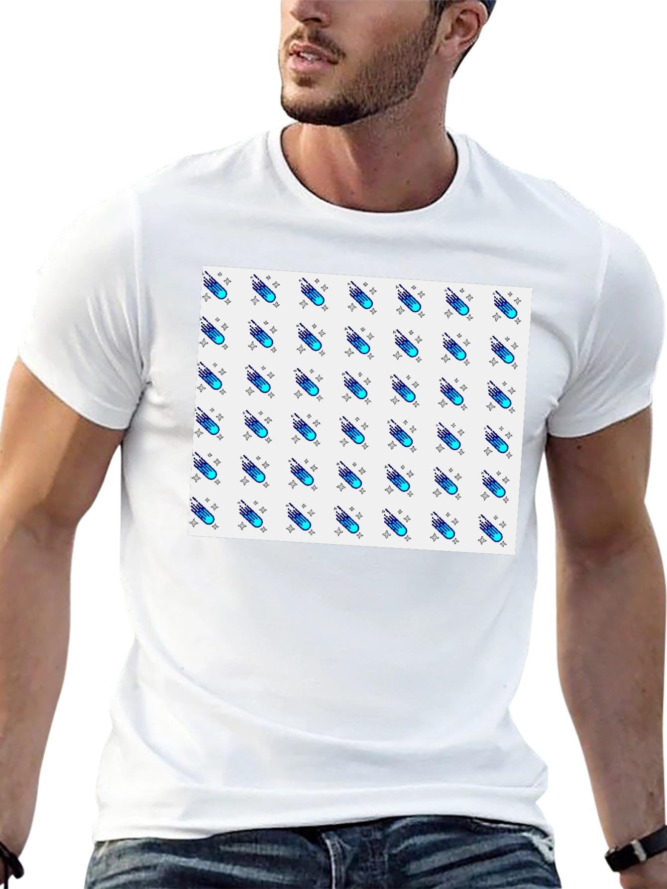 Cool Comet Pattern Black T-Shirt