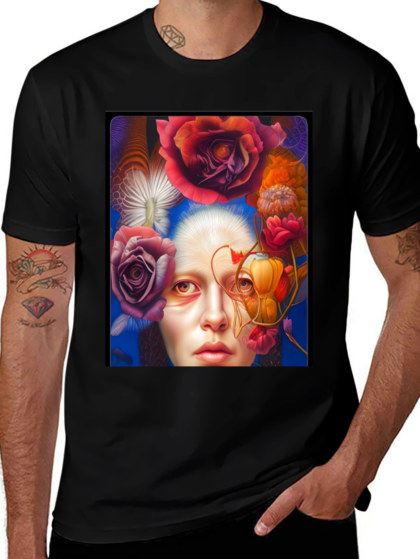Floral Woman Graphic Tee - Unique Design