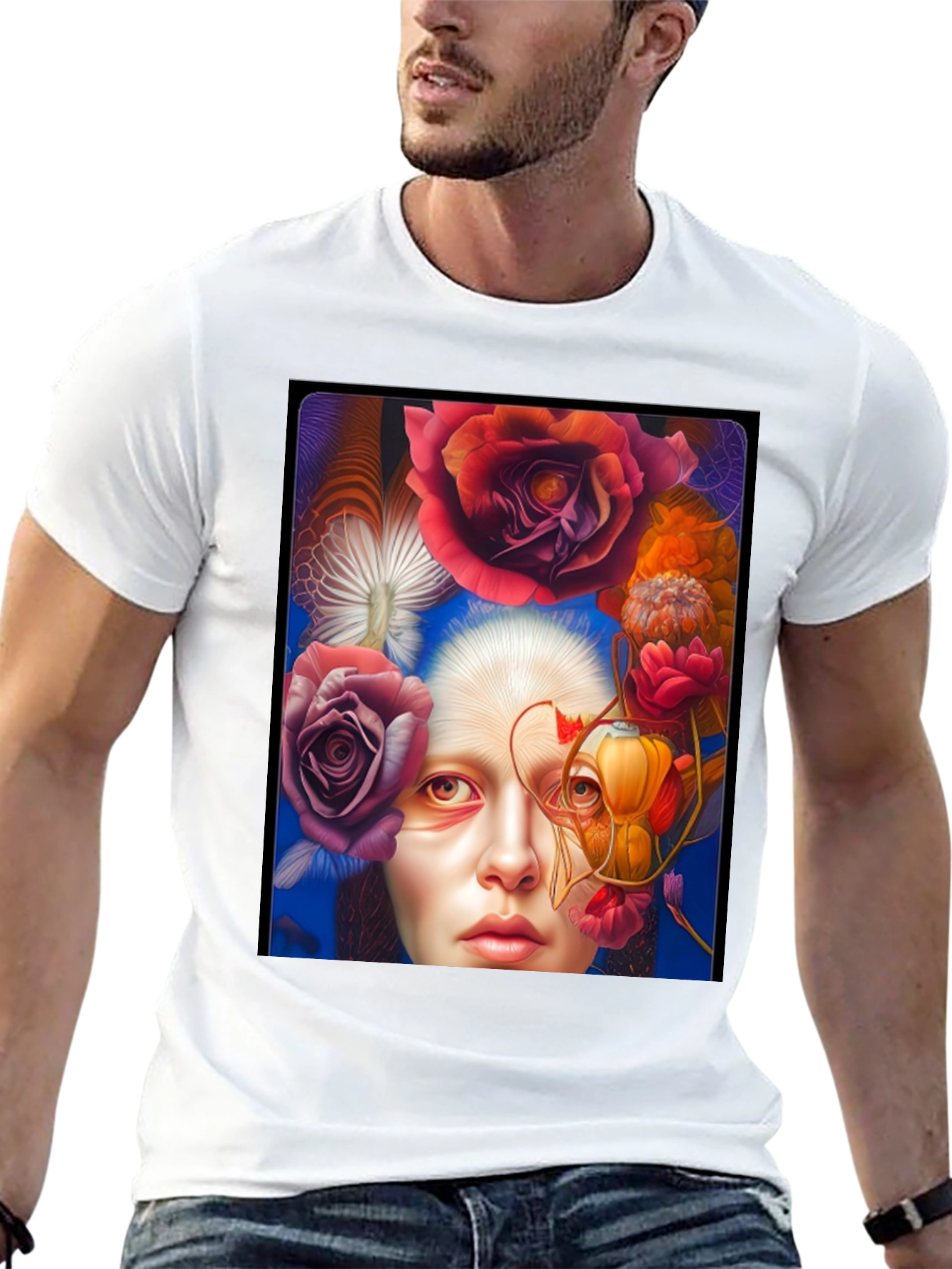 Floral Woman Graphic Tee - Unique Design