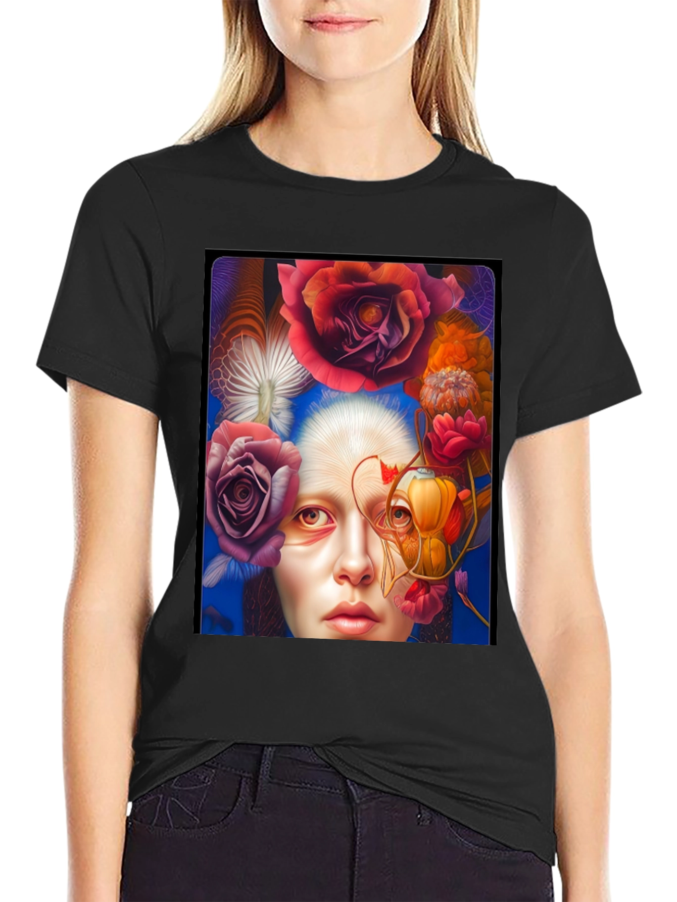 Floral Woman Graphic Tee - Unique Design