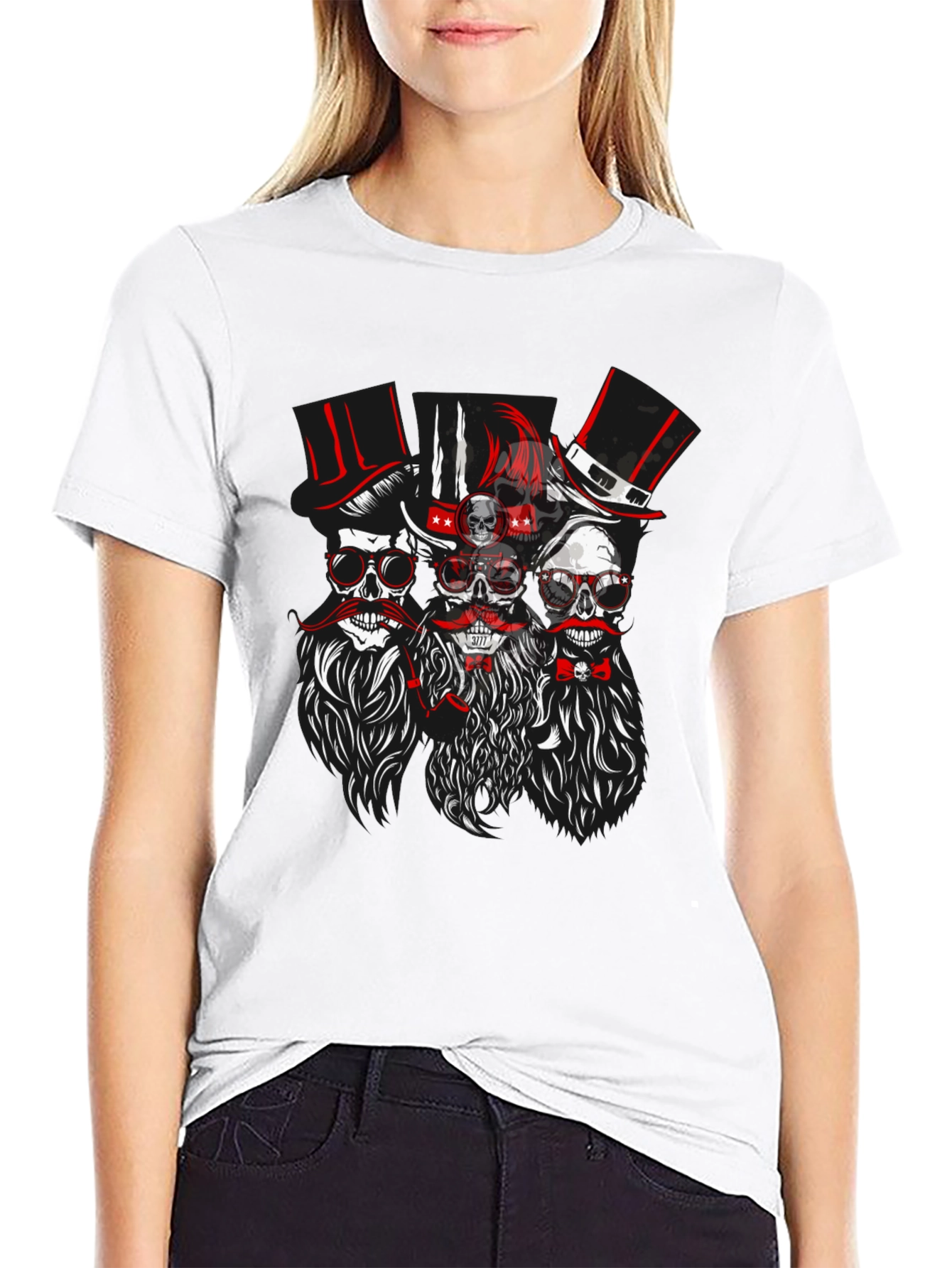 Skull & Mustache Graphic T-Shirt - Mens Black Tee