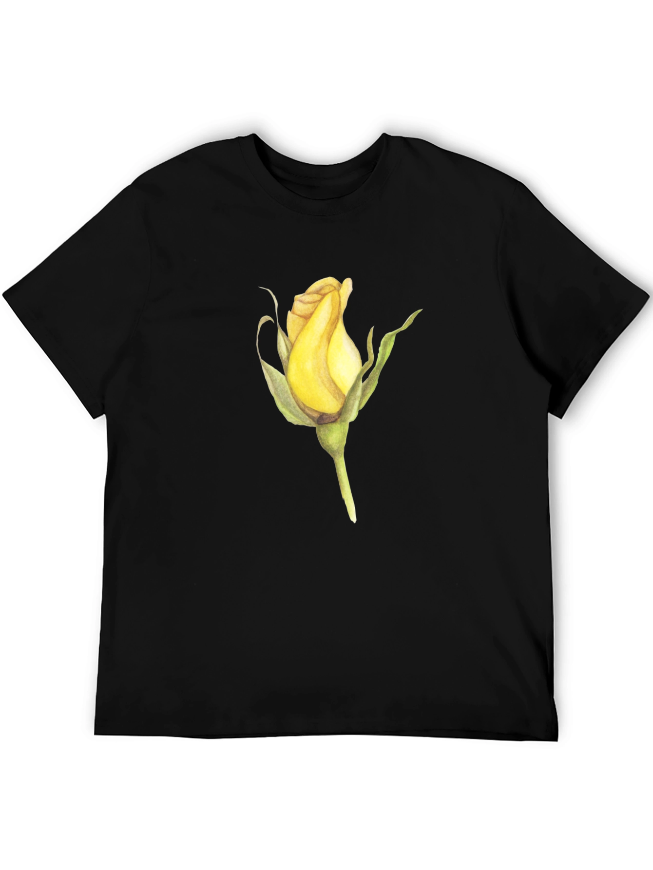 Rose Bud Graphic Black T-Shirt