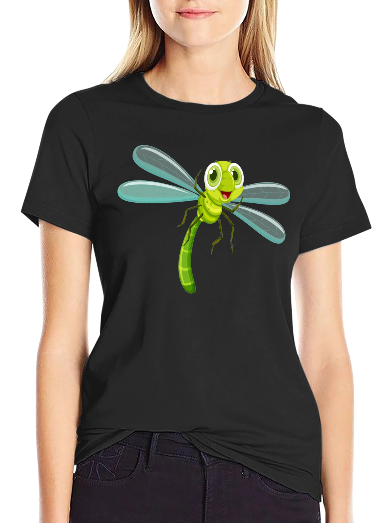 Dragonfly Cartoon Graphic Tee - Fun Insect Shirt