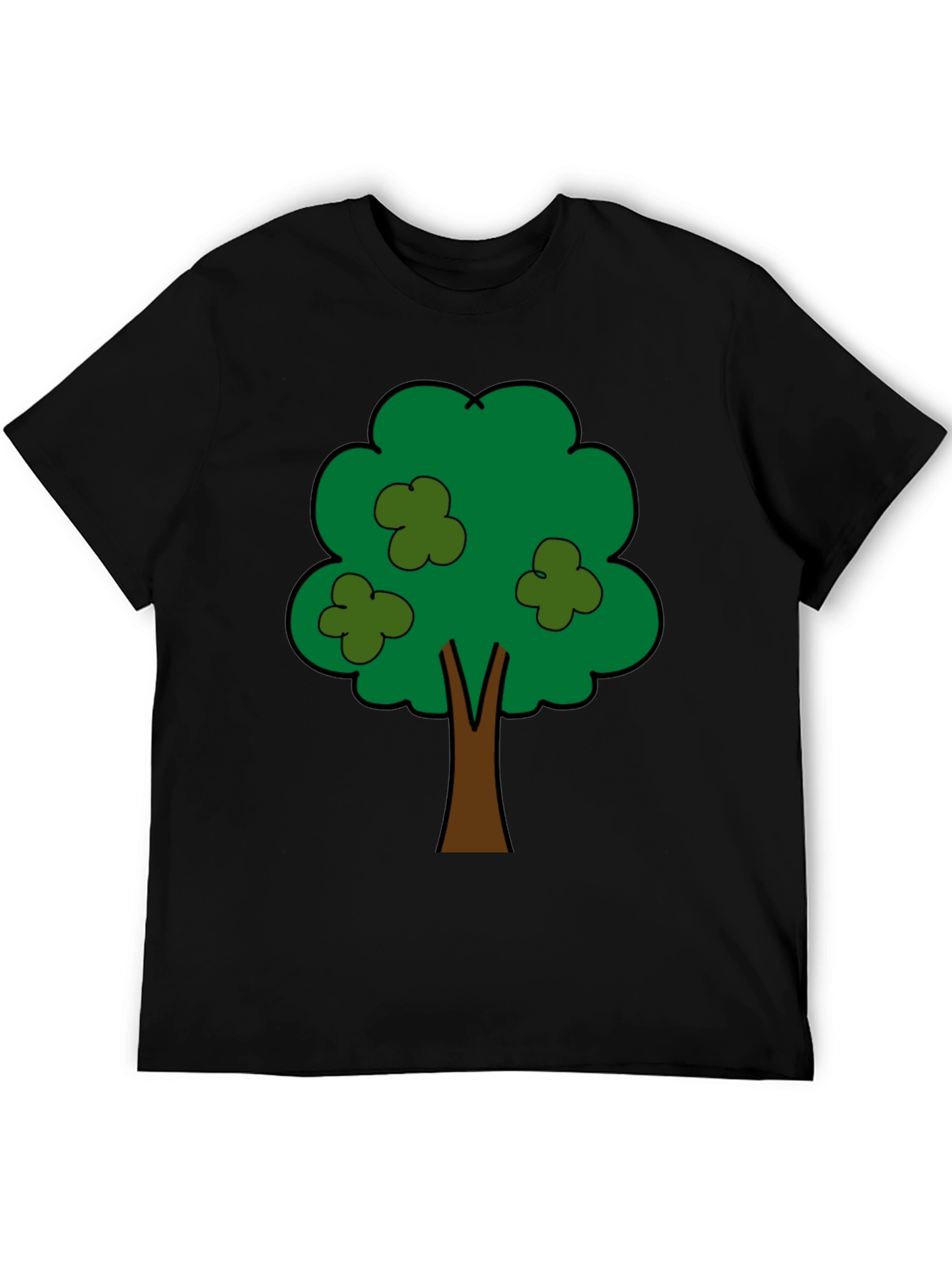 Cartoon Tree Graphic Tee - Unisex Black T-Shirt