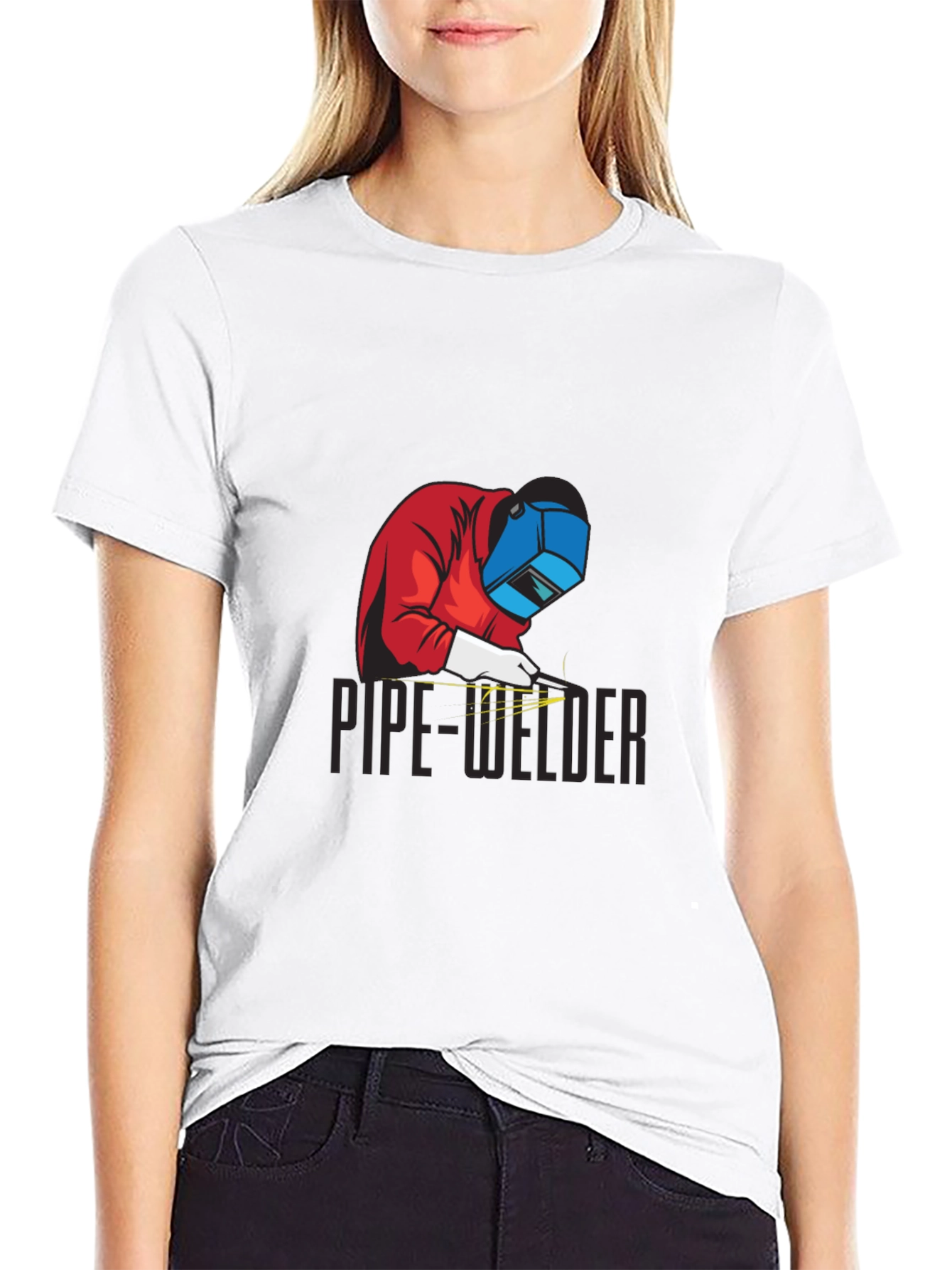 Pipe Welder Graphic Tee - Black Cotton T-Shirt