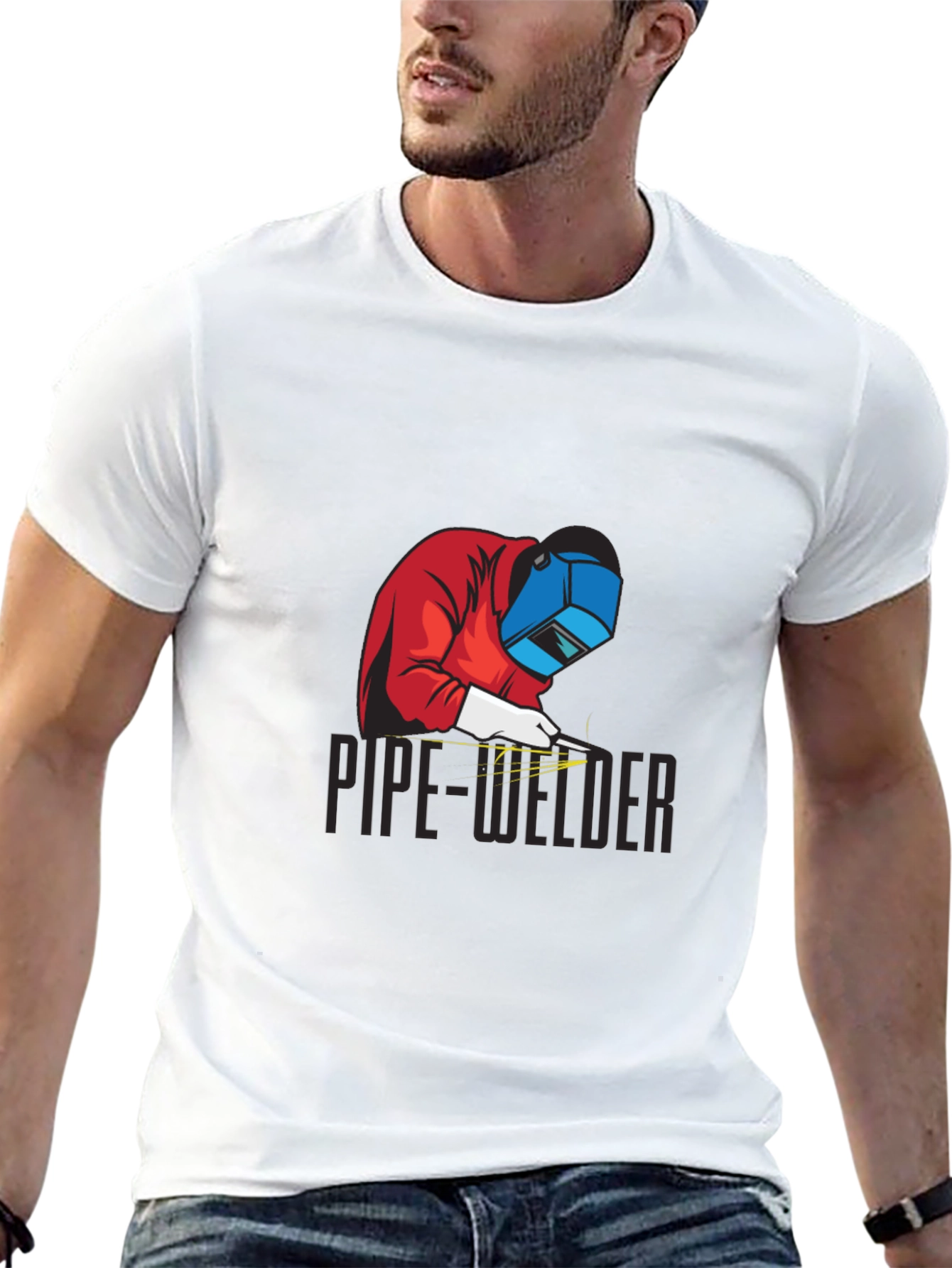 Pipe Welder Graphic Tee - Black Cotton T-Shirt