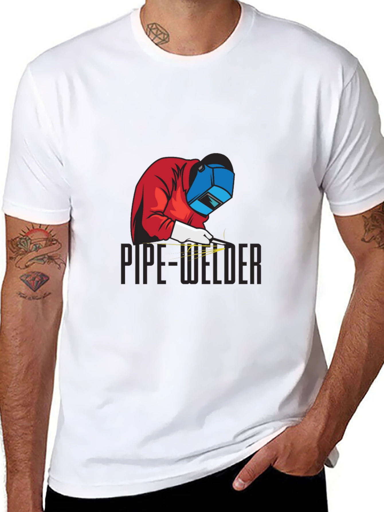 Pipe Welder Graphic Tee - Black Cotton T-Shirt
