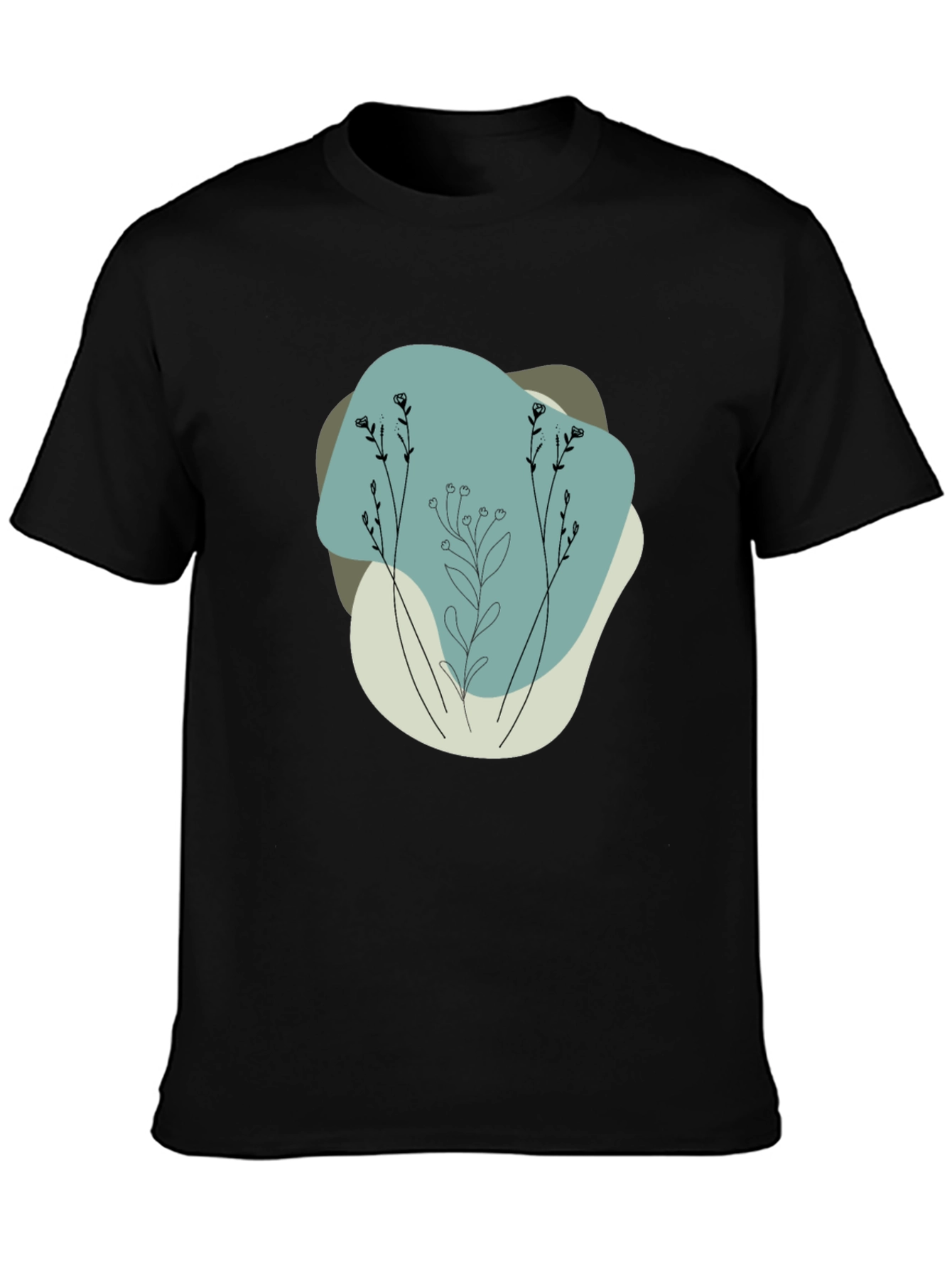 Minimalist Floral Graphic Black Tee