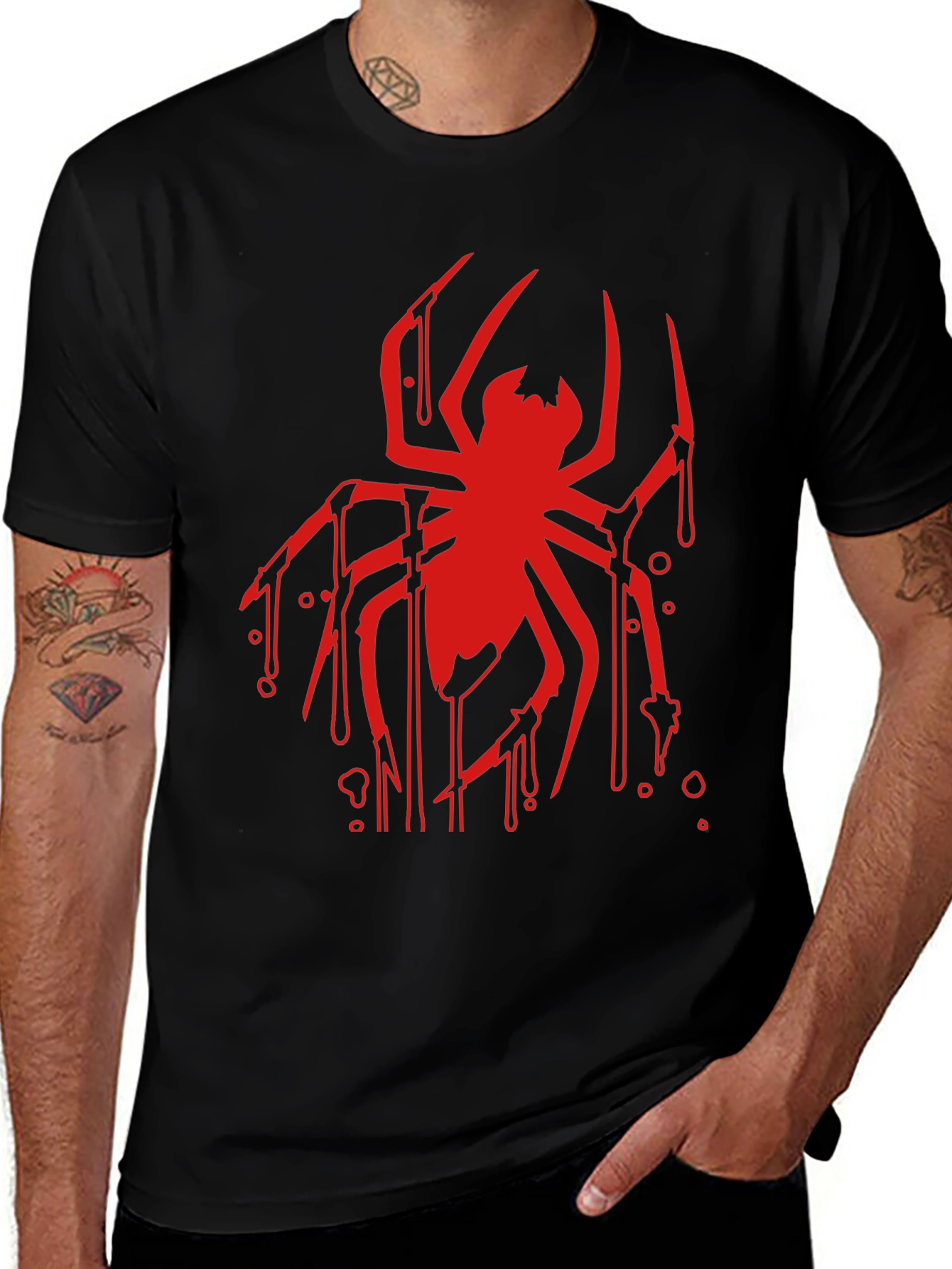 Red Spider Graphic Black T-Shirt