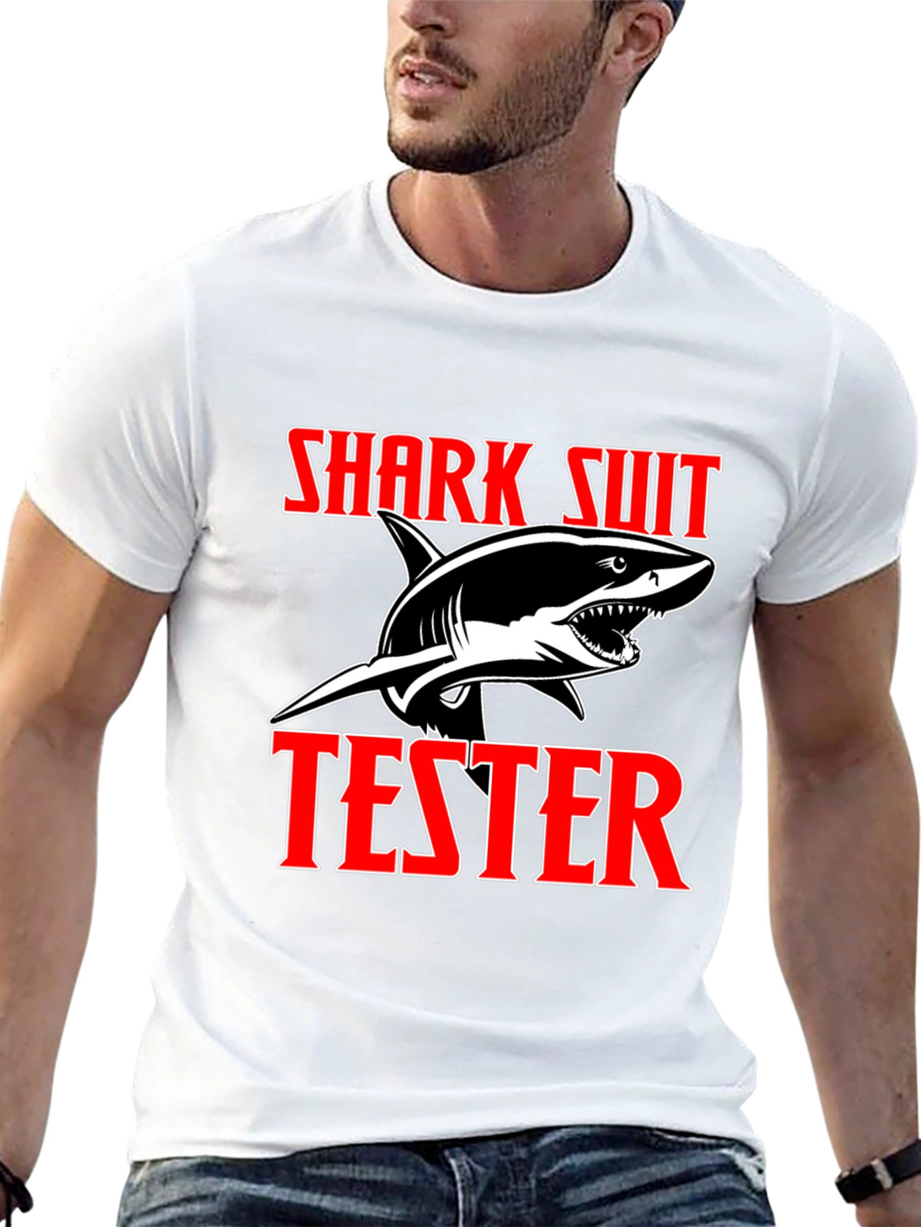 Shark Suit Tester Graphic T-Shirt - Novelty Tee