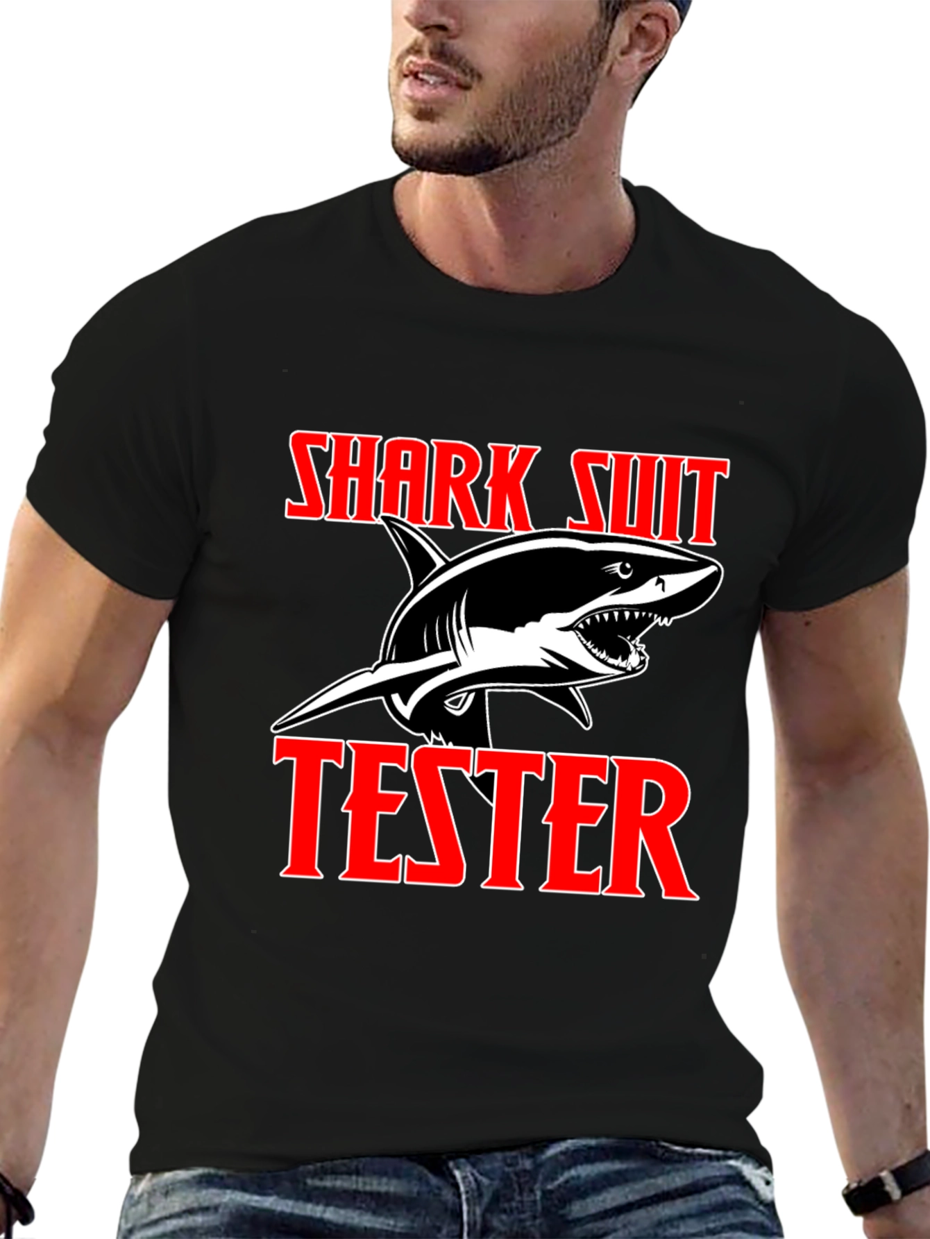 Shark Suit Tester Graphic T-Shirt - Novelty Tee