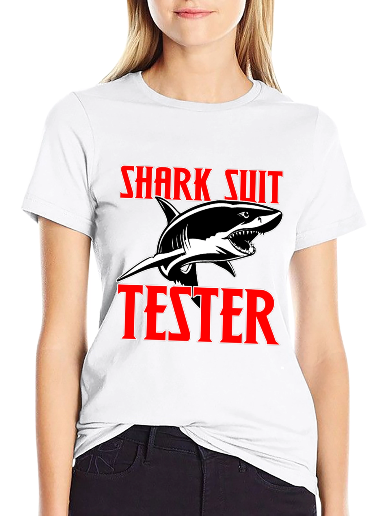 Shark Suit Tester Graphic T-Shirt - Novelty Tee