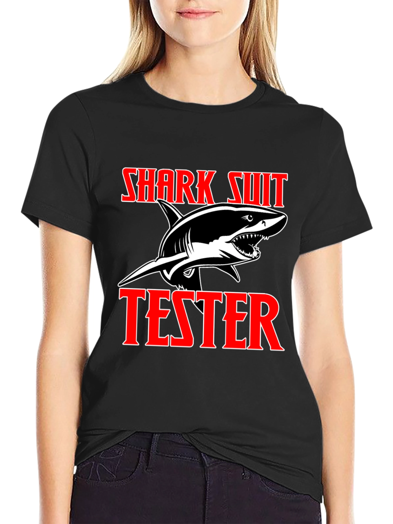 Shark Suit Tester Graphic T-Shirt - Novelty Tee