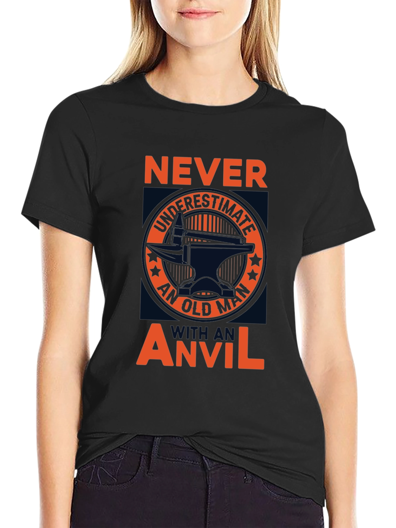 Never Underestimate Old Man Anvil T-Shirt