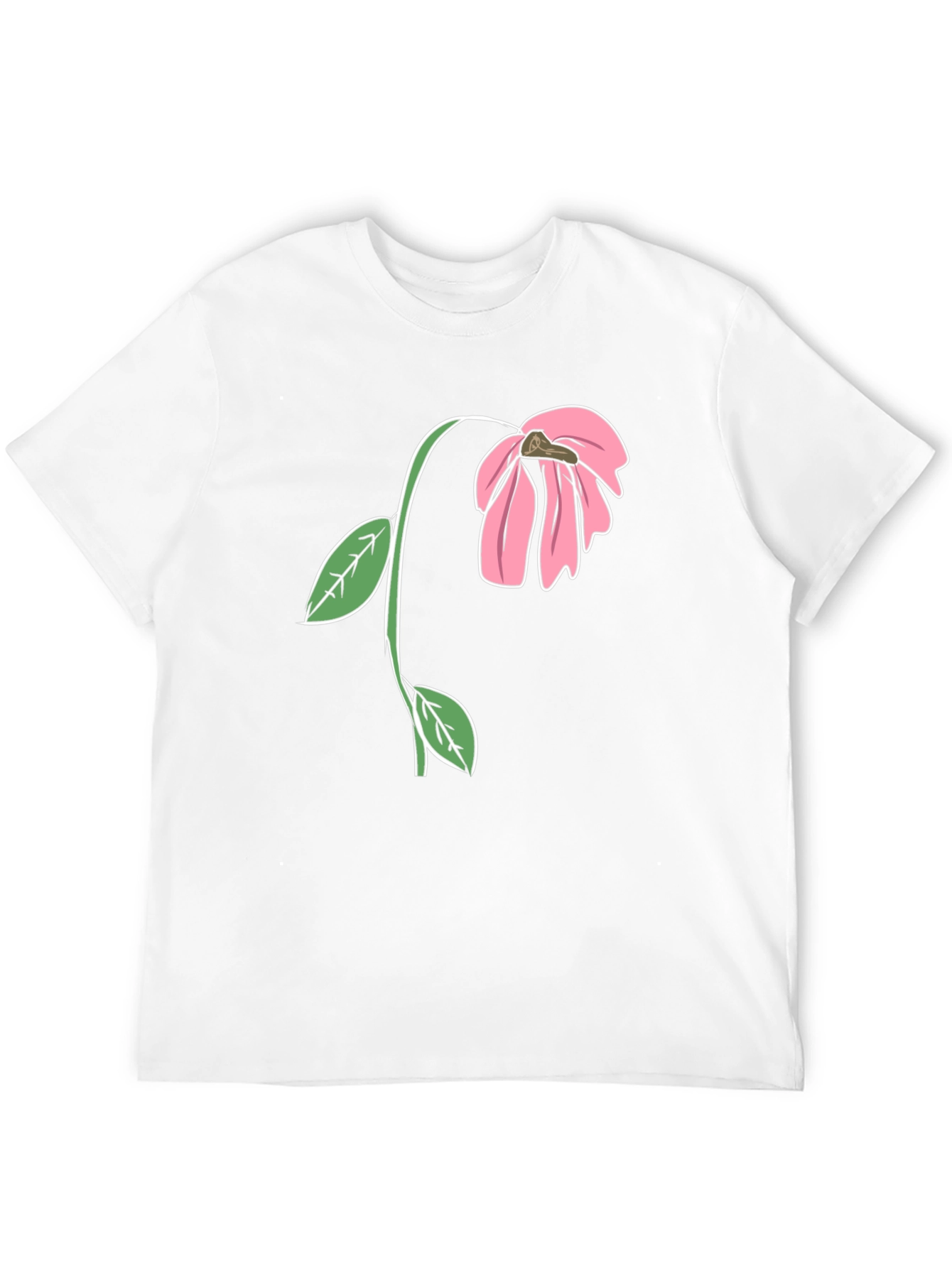 Black T-Shirt with Wilted Flower Graphic