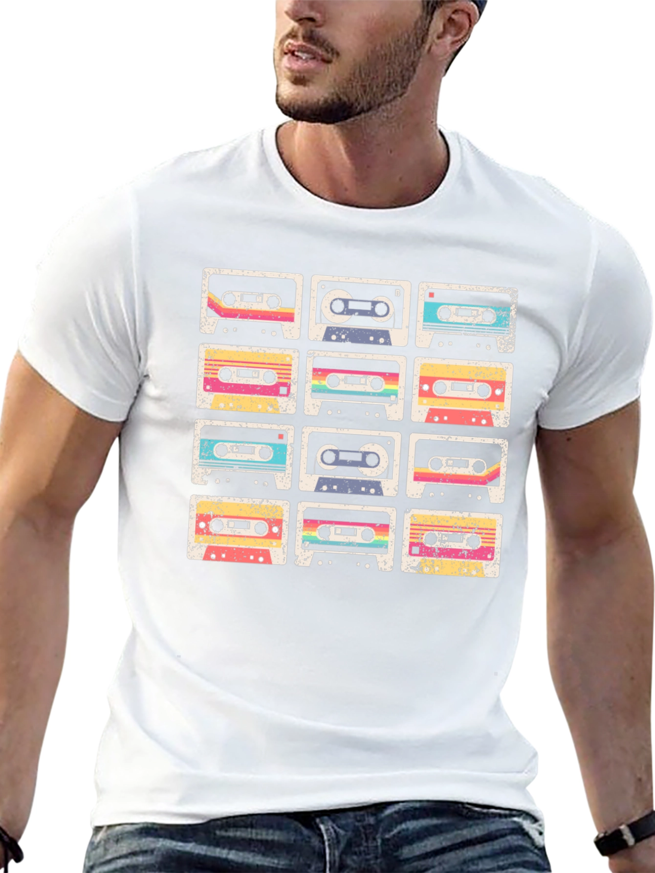 Retro Cassette Tape Grid Graphic Tee