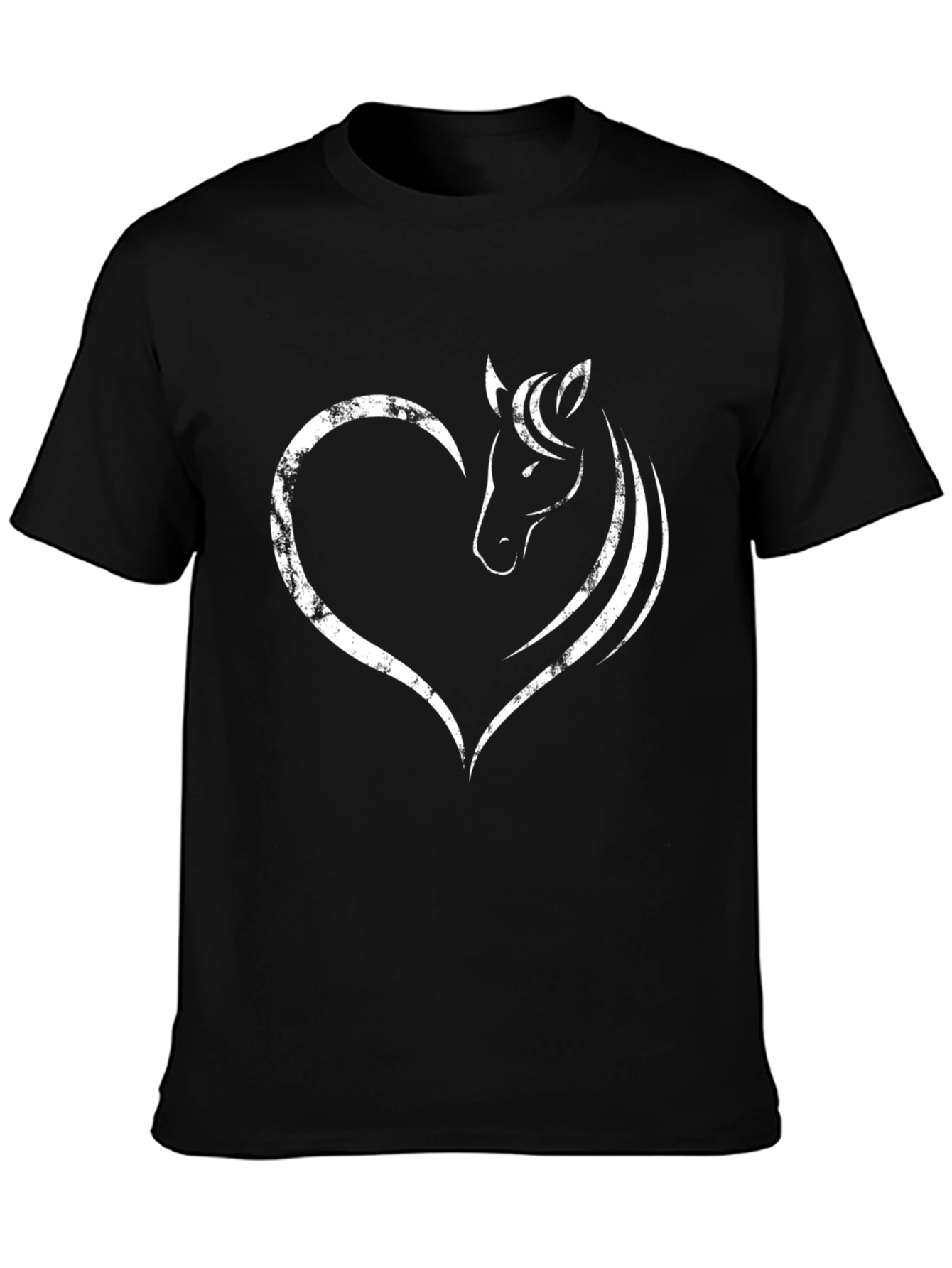 Heart Horse Graphic Tee - Stylish Black T-Shirt