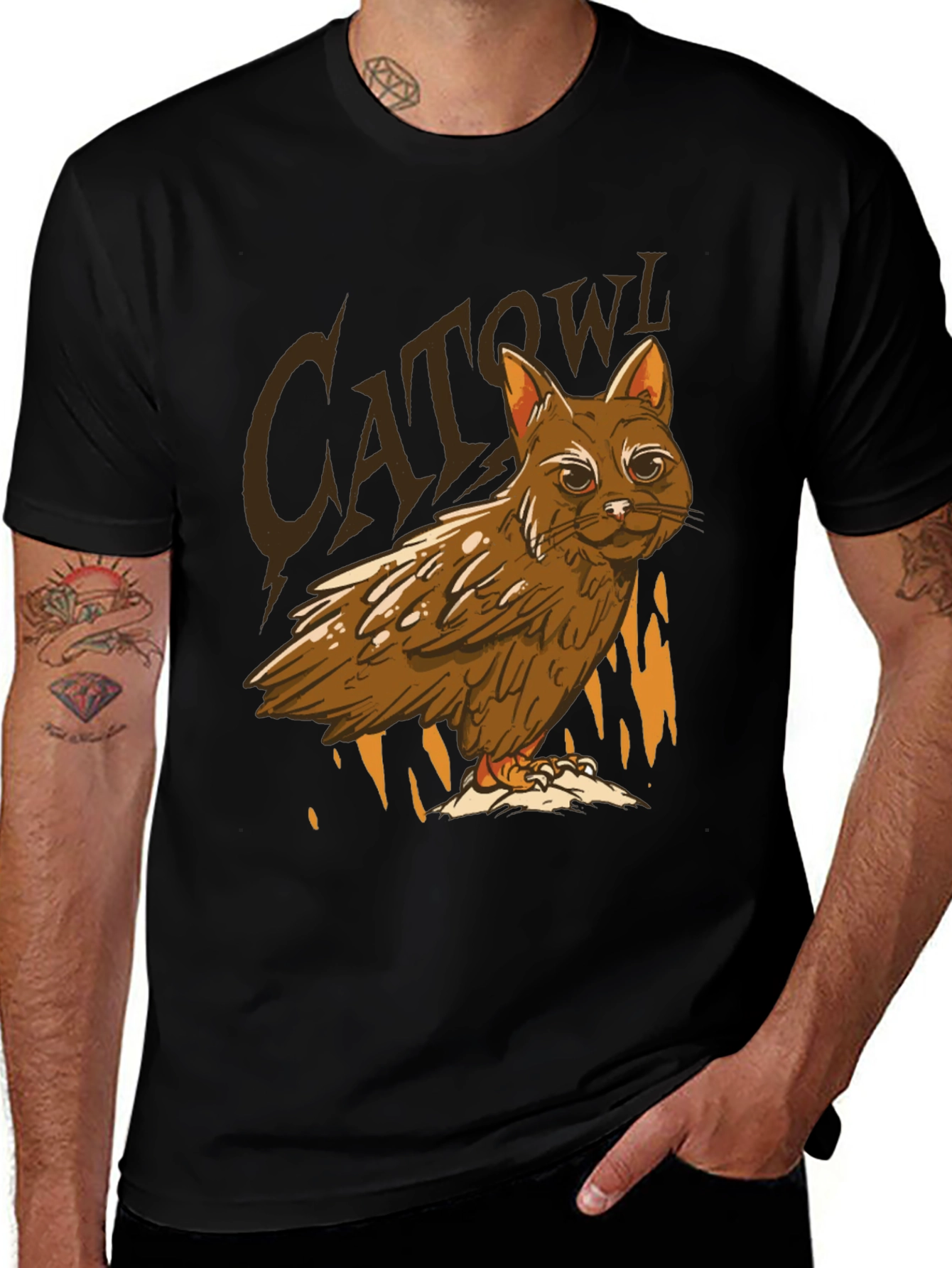 Cat Owl Hybrid T-Shirt - Funny Animal Tee