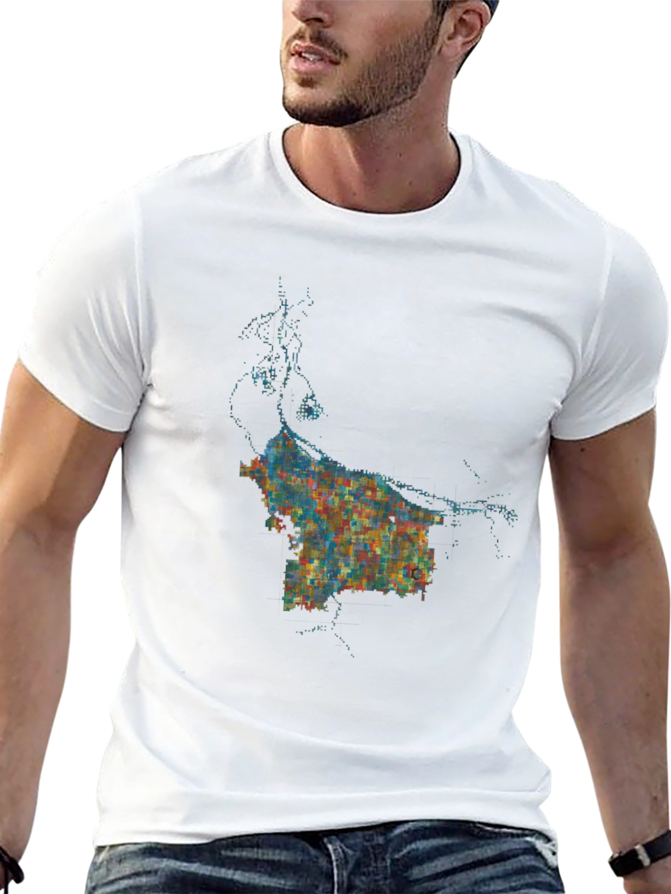 Abstract Cityscape Graphic Black T-Shirt