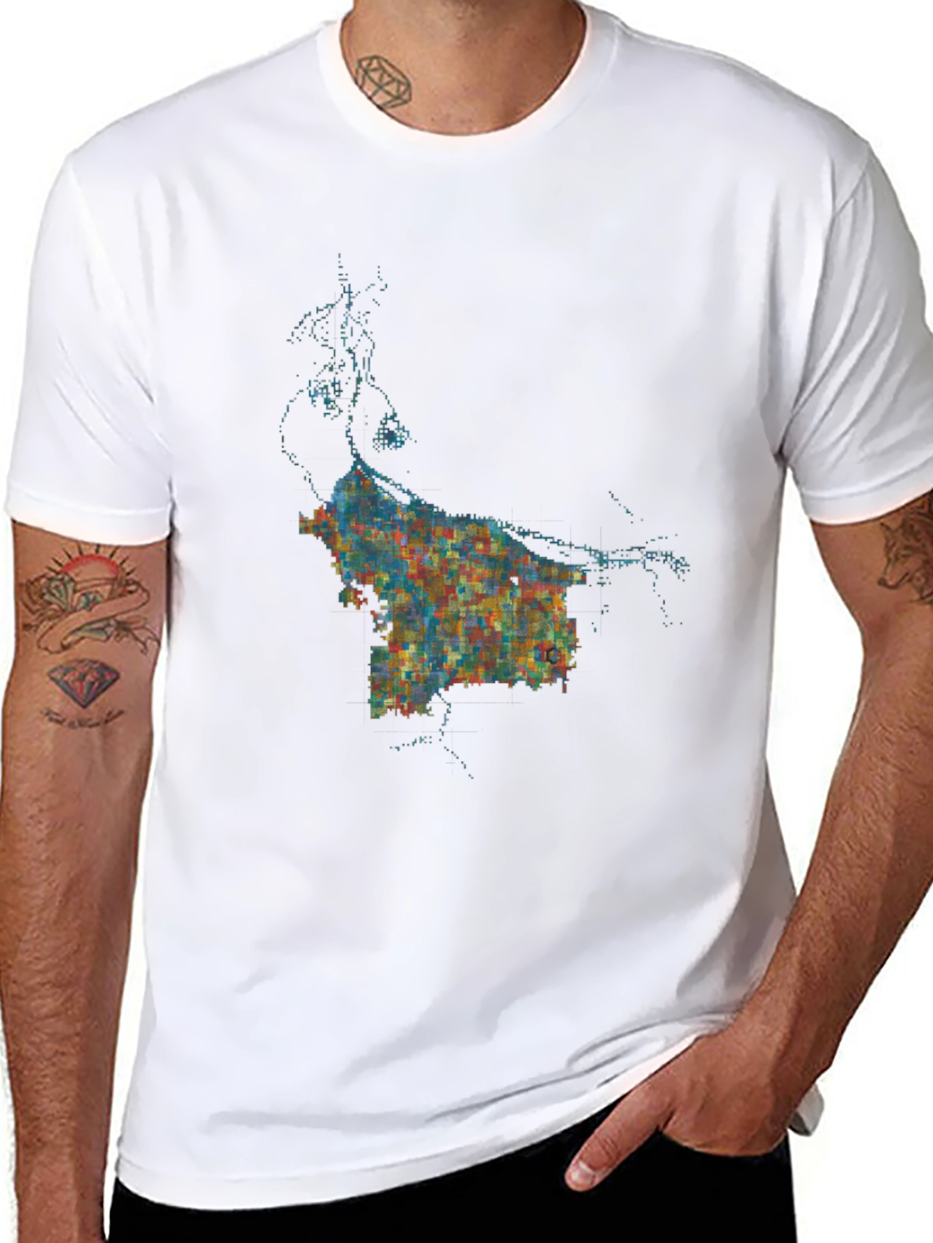Abstract Cityscape Graphic Black T-Shirt