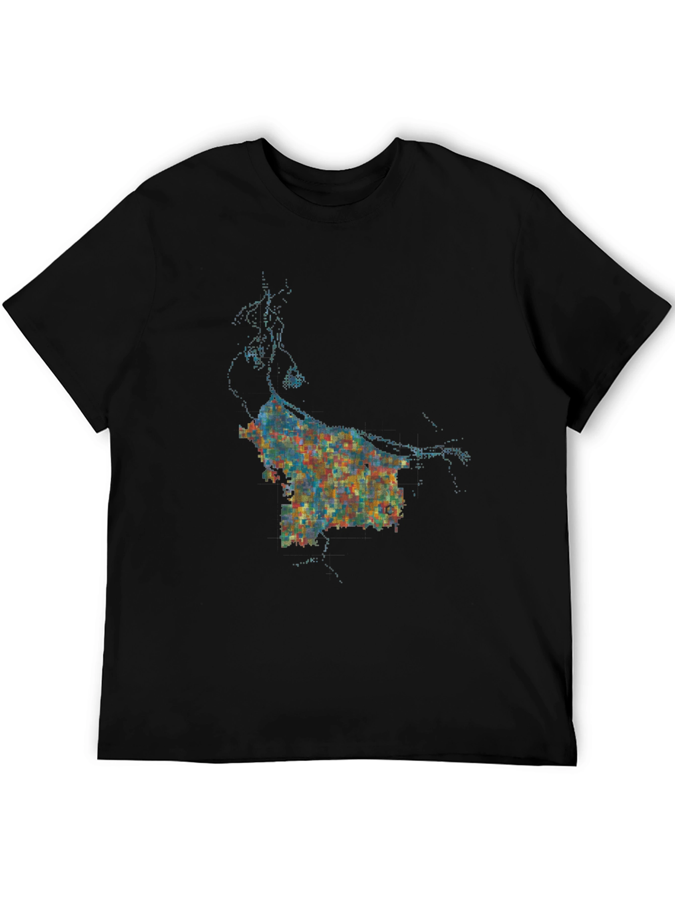 Abstract Cityscape Graphic Black T-Shirt