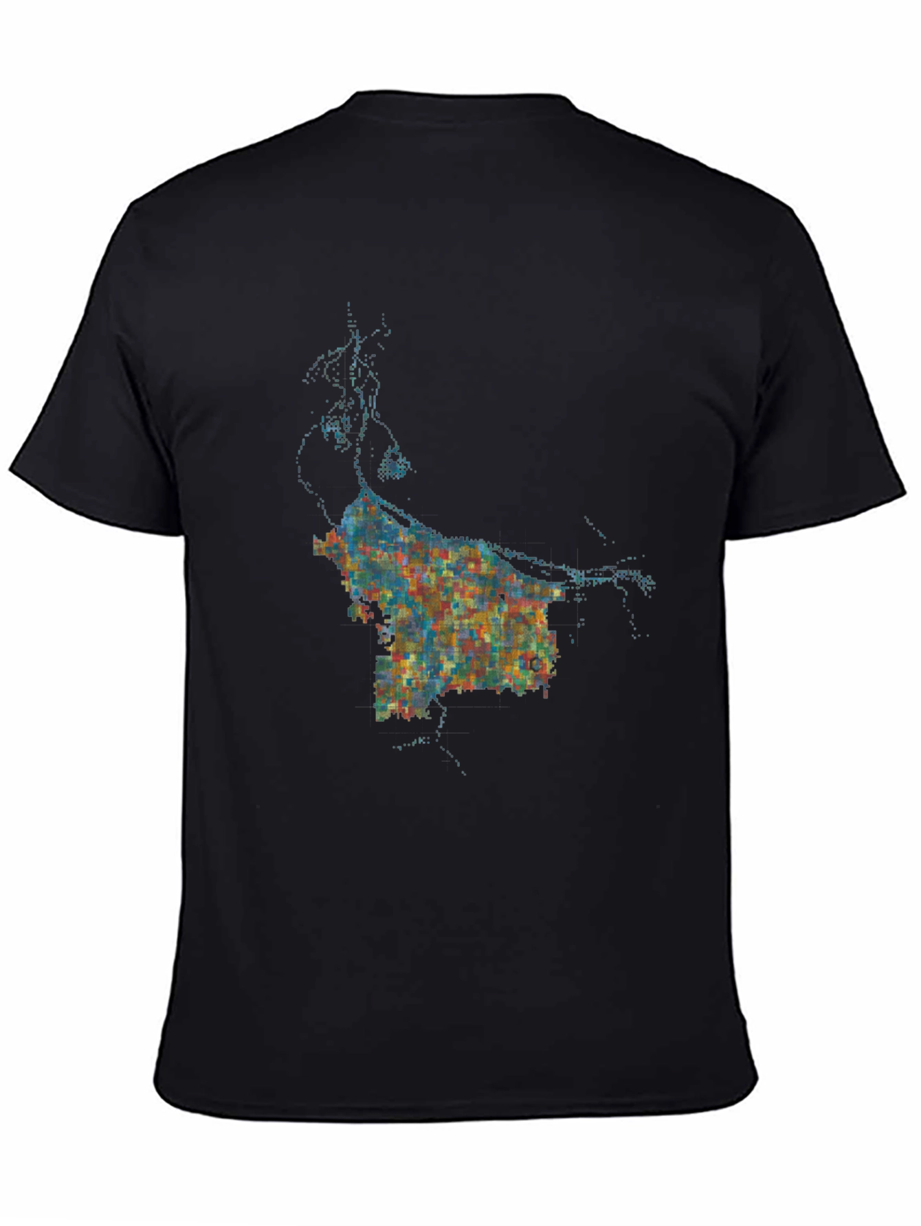 Abstract Cityscape Graphic Black T-Shirt