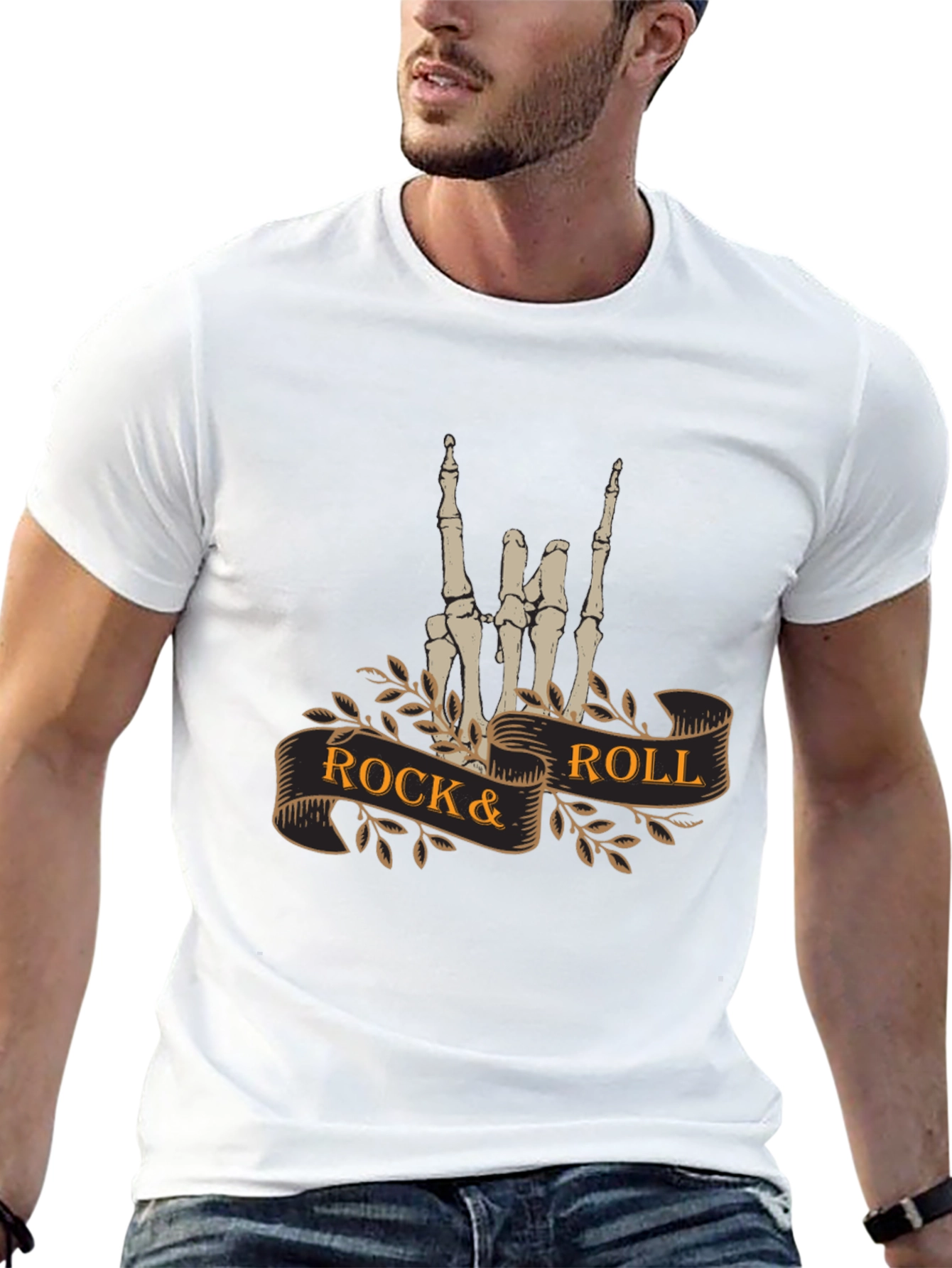 Rock & Roll Skeleton Hand T-Shirt - Black
