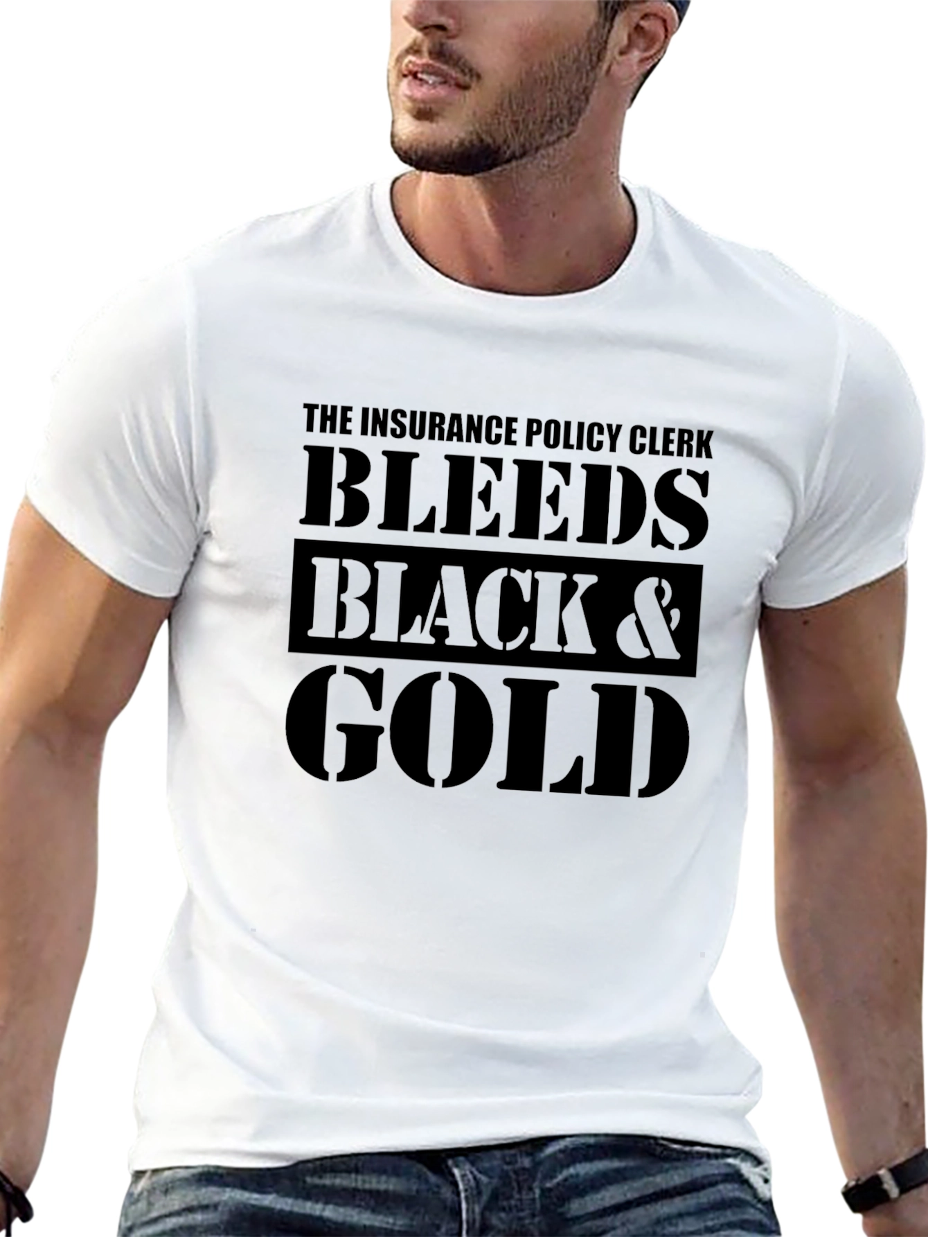 Insurance Policy Clerk Black & Gold Graphic Tee