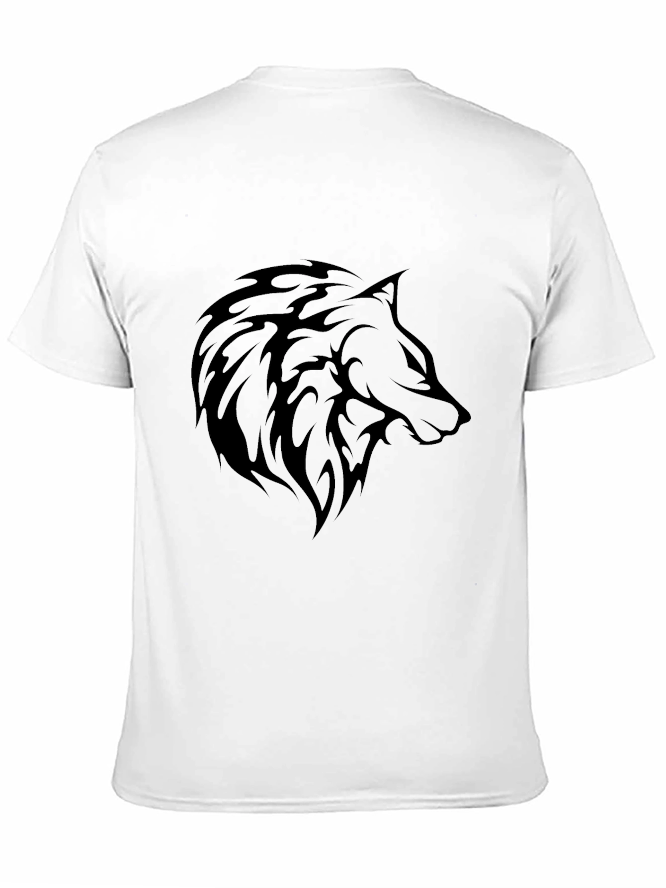 Mens Black T-Shirt - Wolf Tribal Design