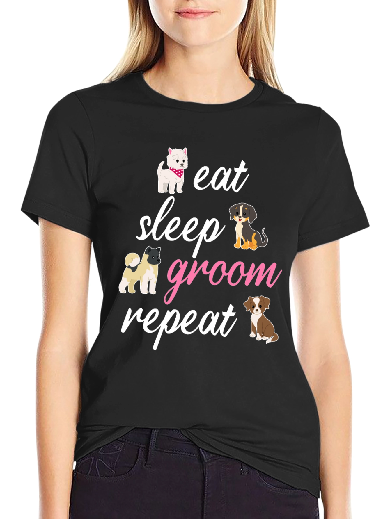 Eat Sleep Groom Repeat Dog Lover T-Shirt