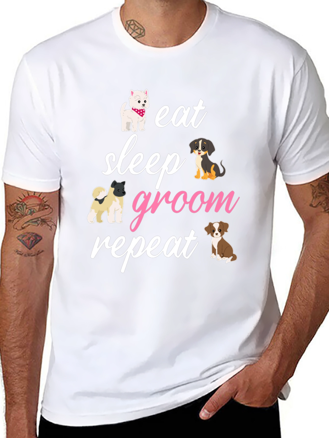 Eat Sleep Groom Repeat Dog Lover T-Shirt