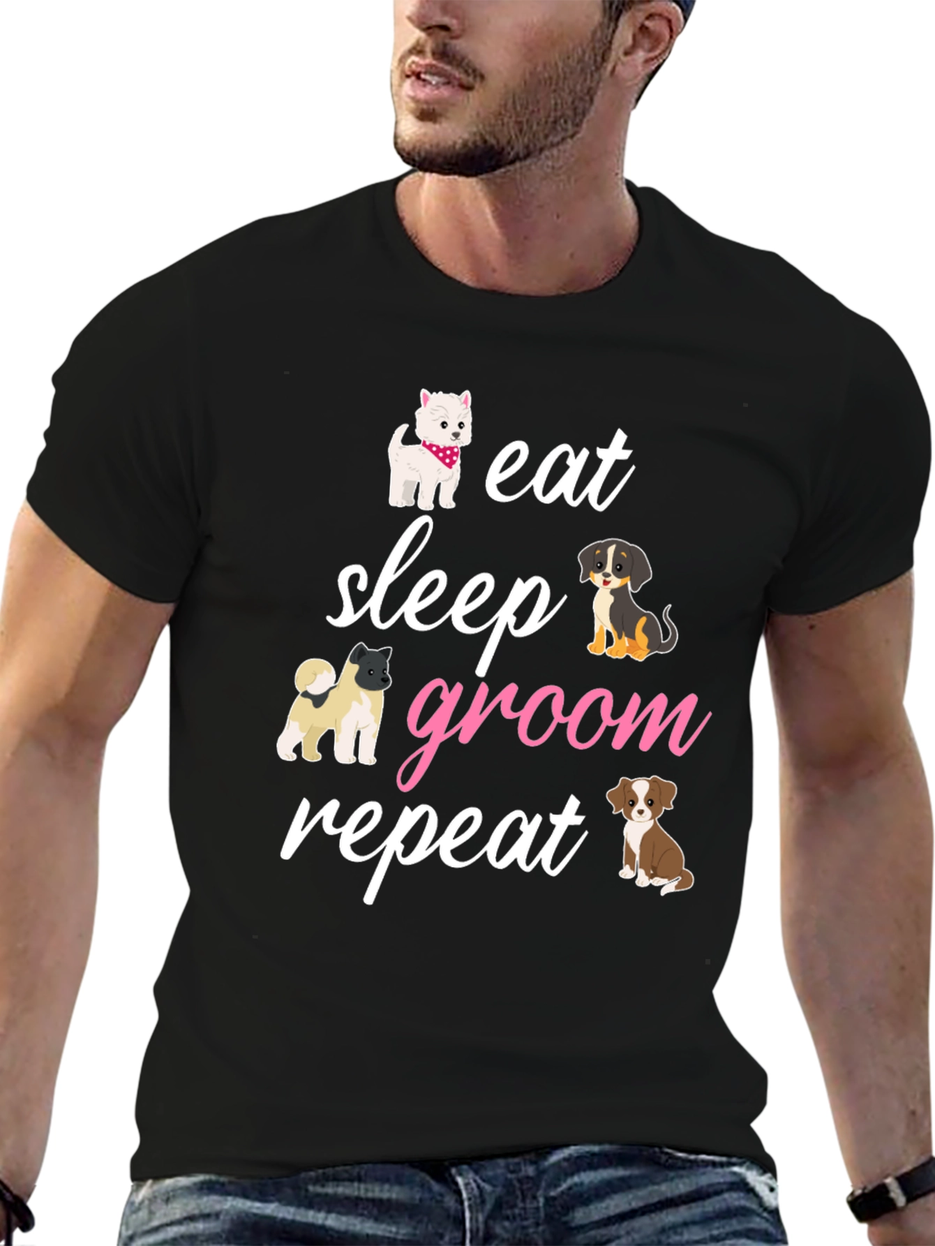 Eat Sleep Groom Repeat Dog Lover T-Shirt