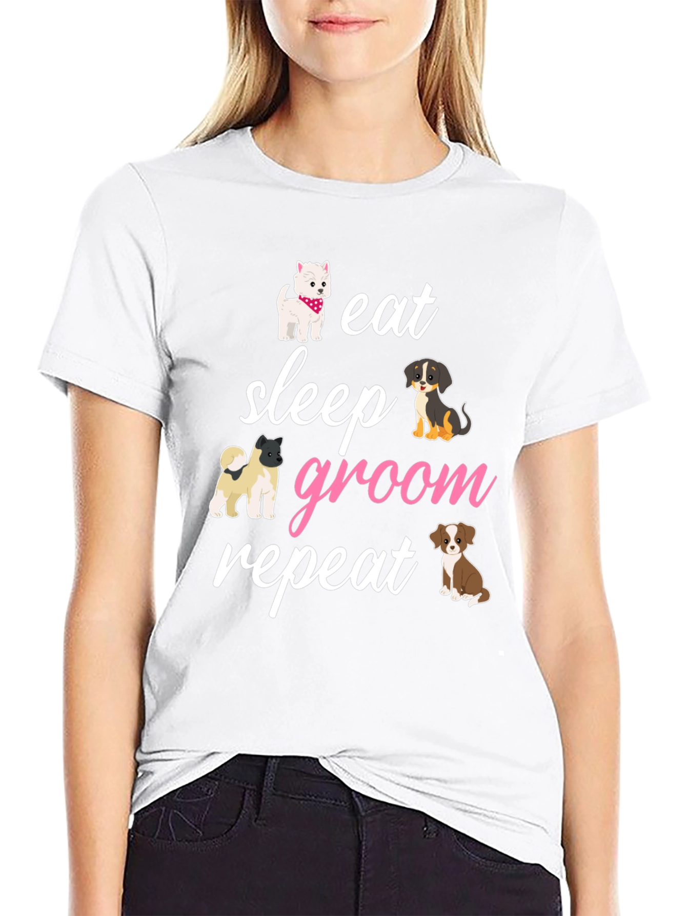 Eat Sleep Groom Repeat Dog Lover T-Shirt