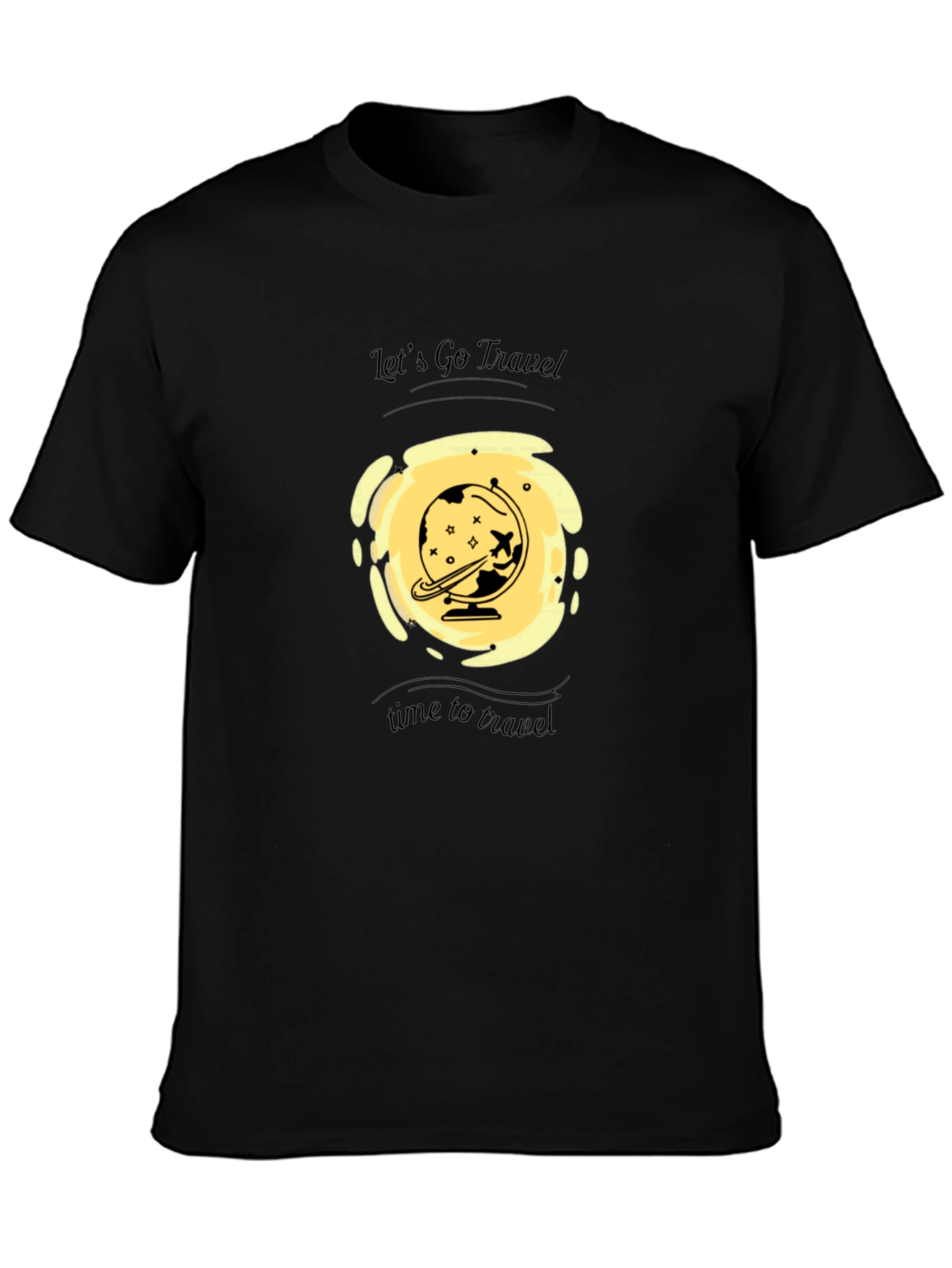 Mens Black Travel Graphic T-Shirt