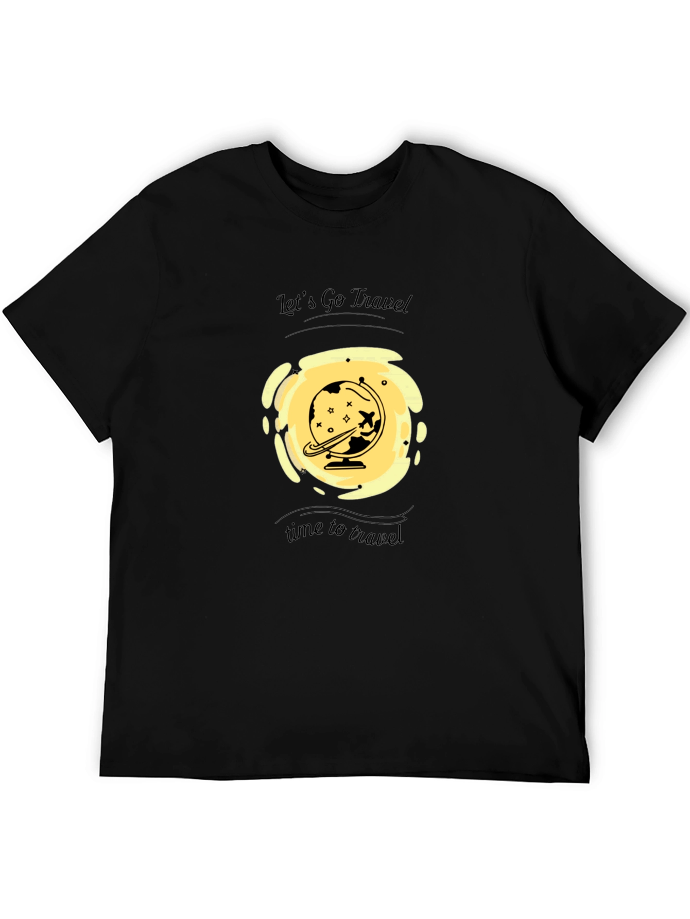Mens Black Travel Graphic T-Shirt