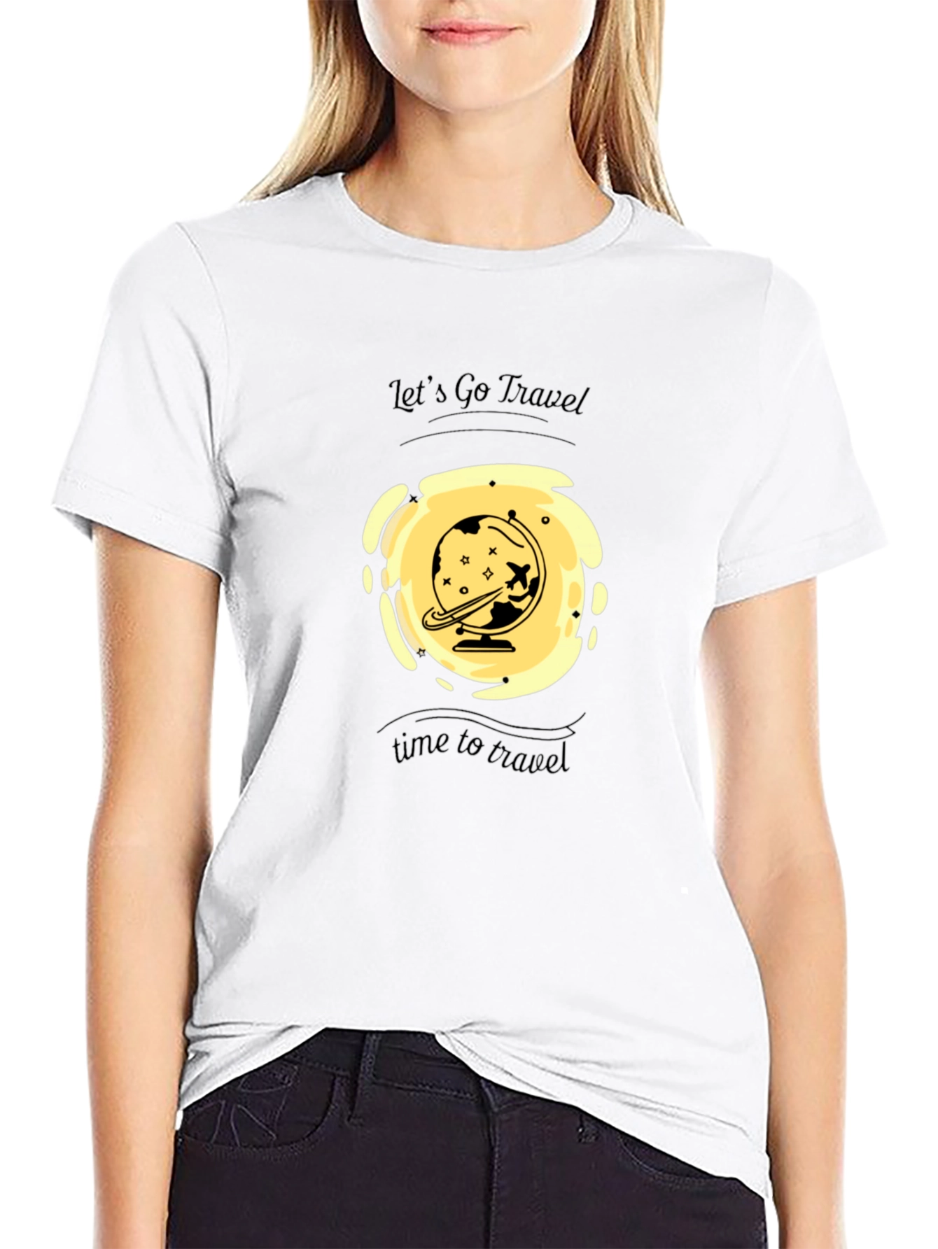 Mens Black Travel Graphic T-Shirt