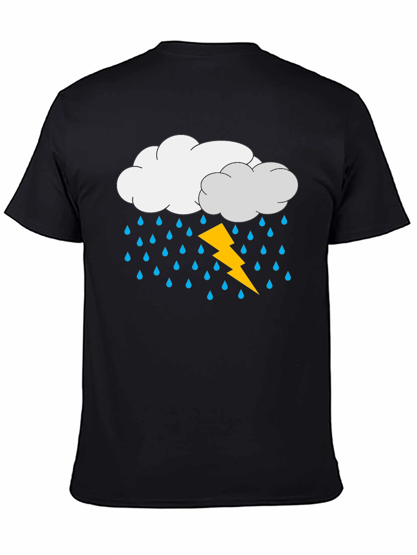 Rain Cloud & Lightning Graphic Black T-Shirt