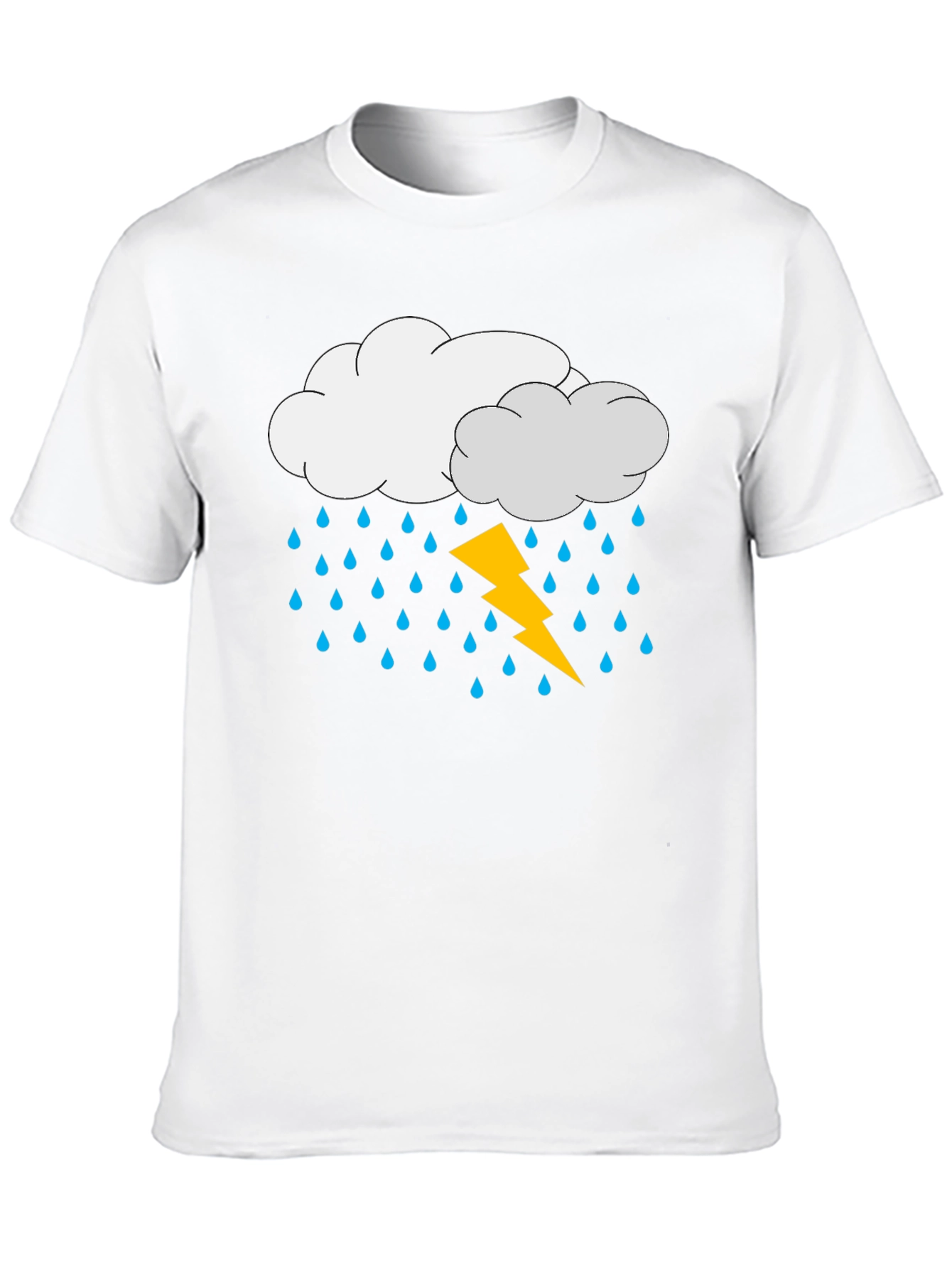 Rain Cloud & Lightning Graphic Black T-Shirt