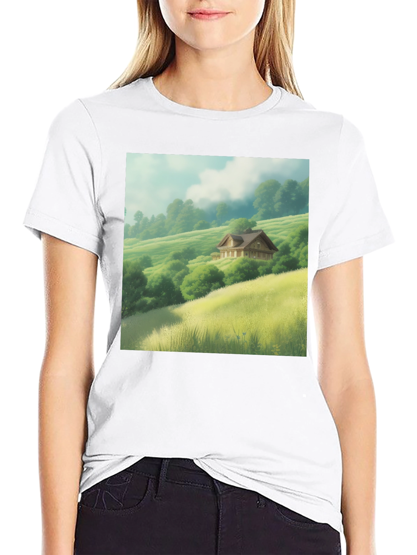 Scenic Valley House Graphic Tee - Nature Lover Shirt