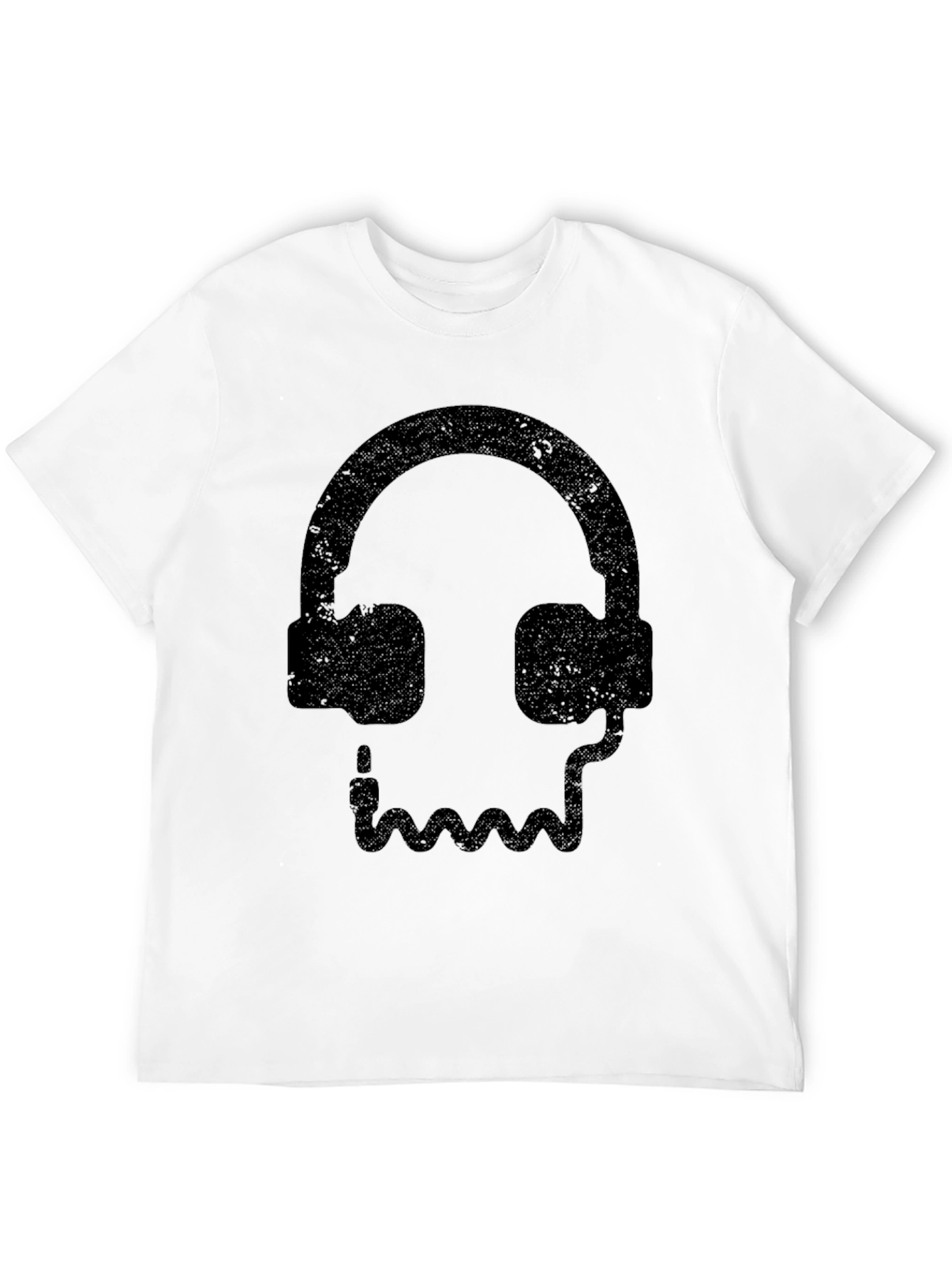 Skull Headphones Graphic Tee - Black Cotton T-Shirt
