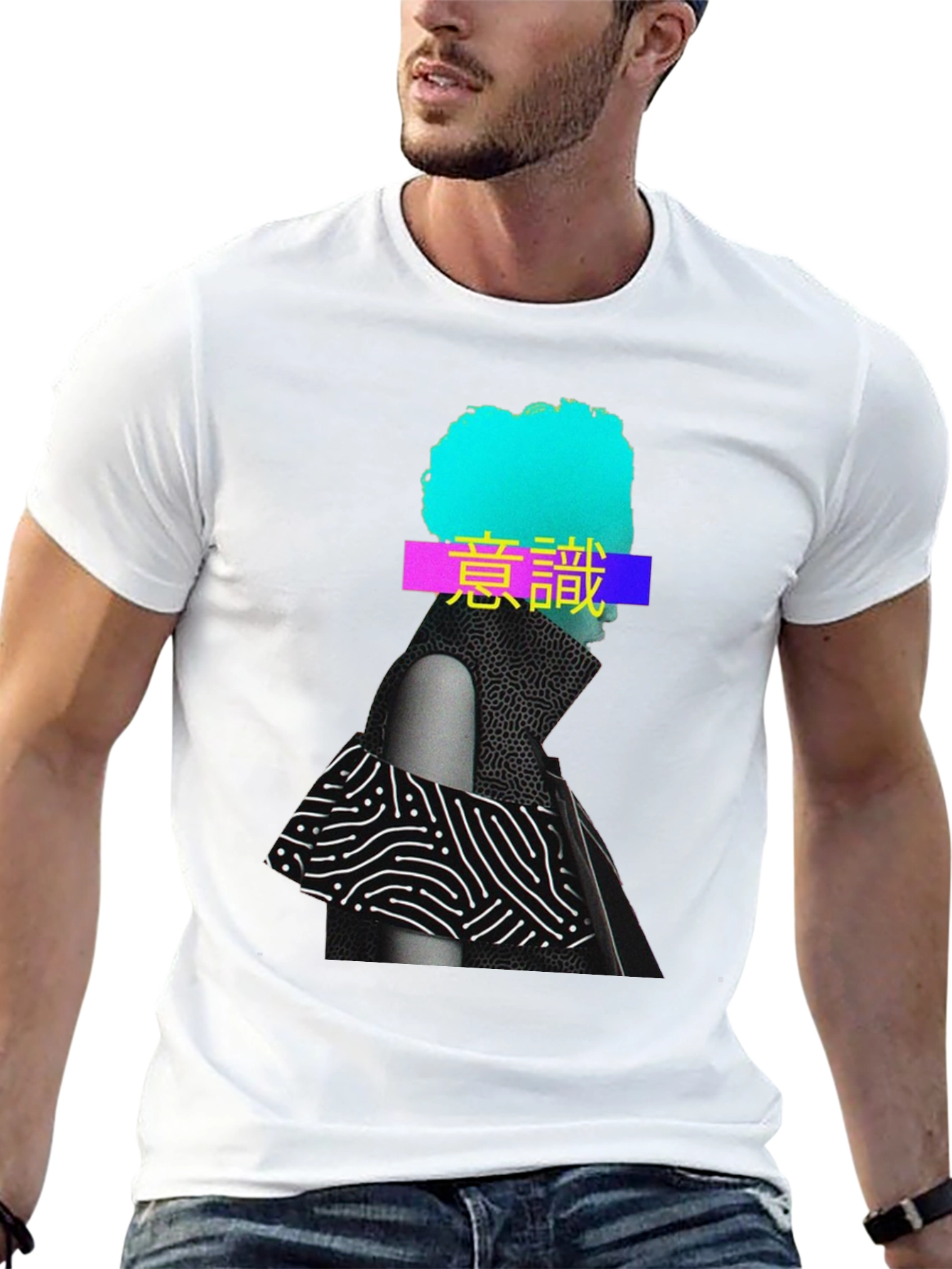 Abstract Graphic Print T-Shirt - Black