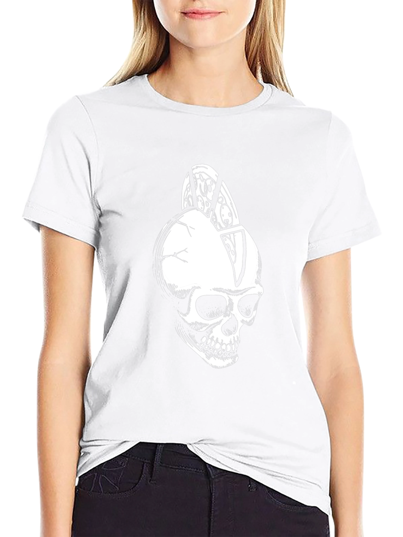 Skull Pizza Graphic Tee - Black Cotton T-Shirt